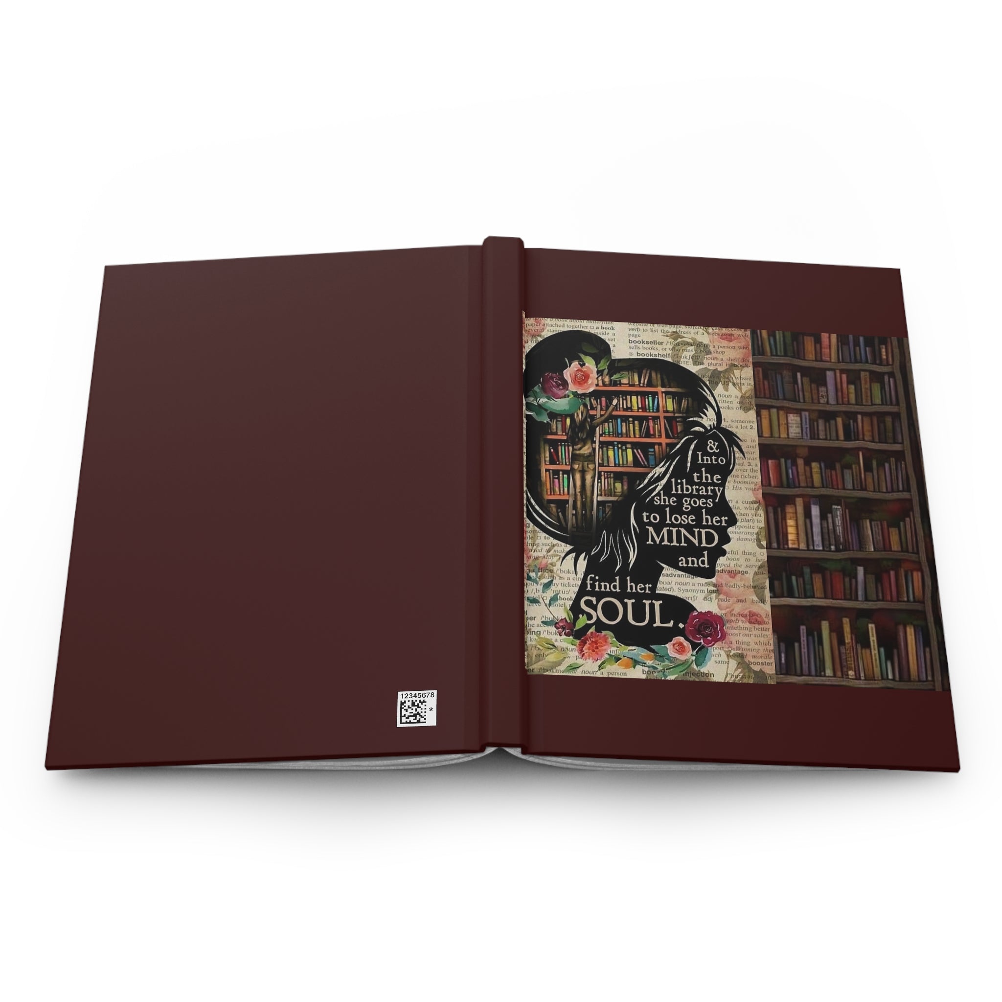 Hardcover Journal — 'Into the Library She Goes' Literary Notebook for Book Lovers