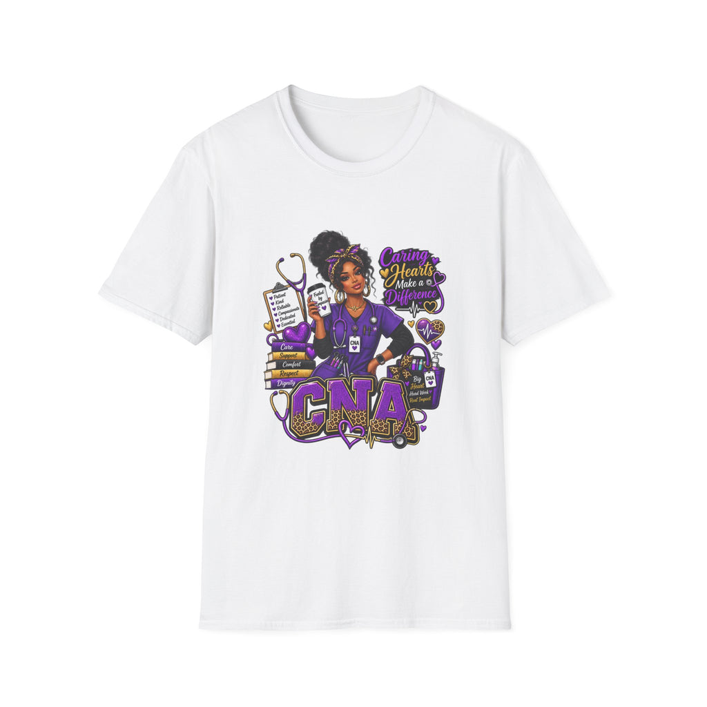 Caring Hearts Make a Difference CNA T-Shirt — Proud Nurse Aide Gift