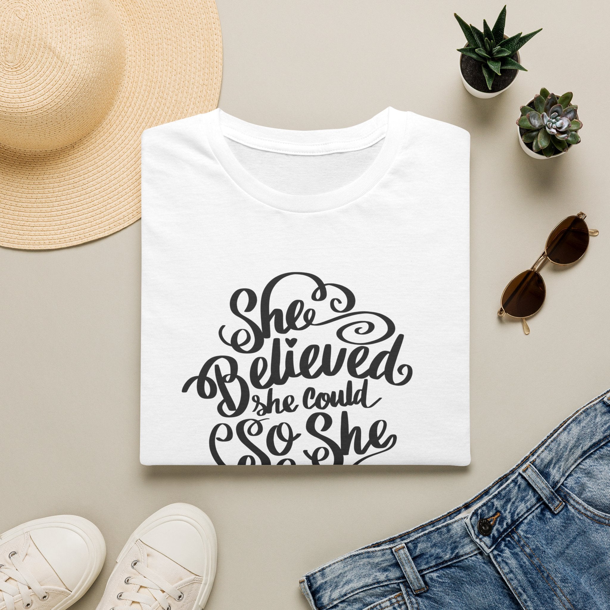 She Believed She Could T-Shirt — Inspirational Women’s Motivational Tee
