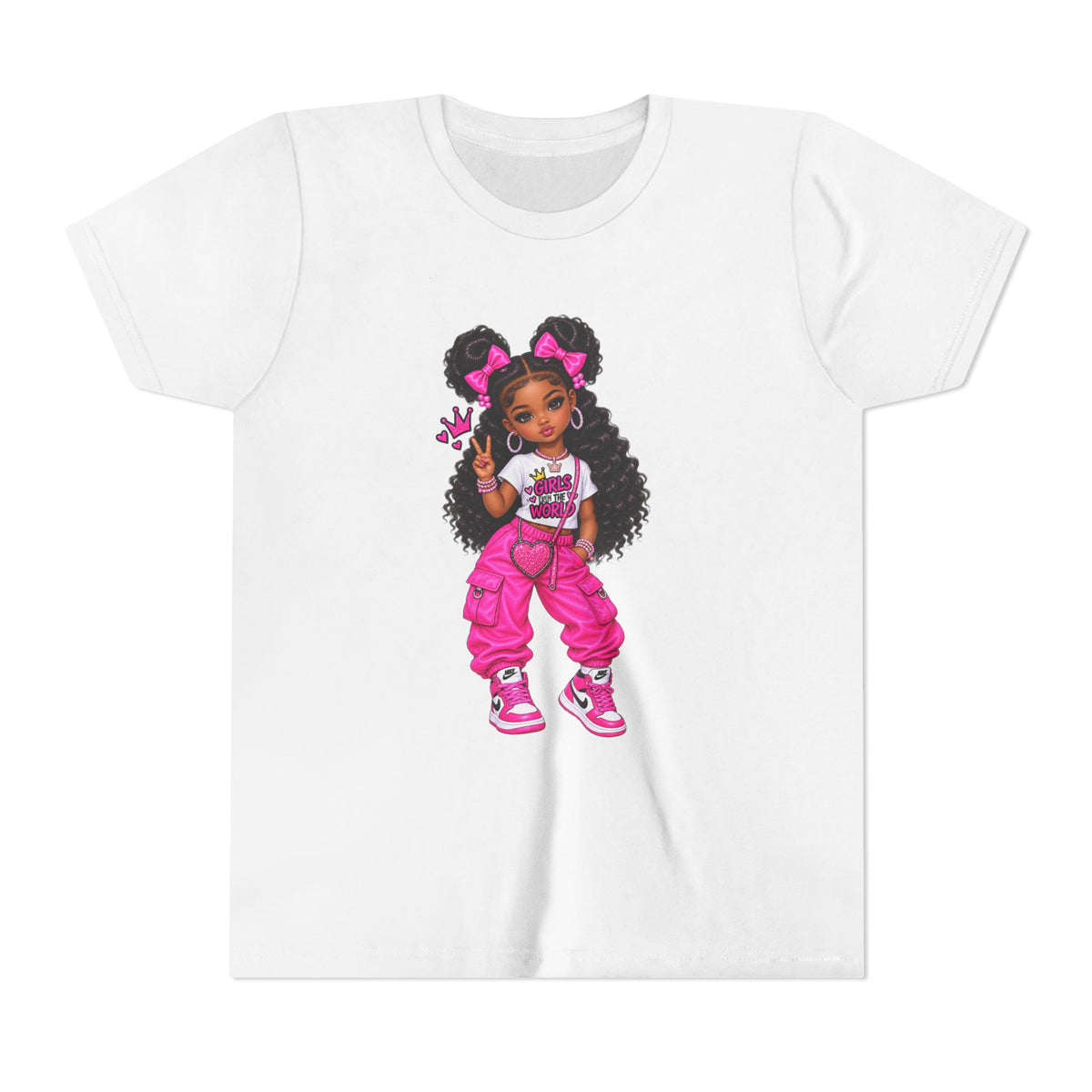 Youth Tee - Cute Girl in Pink Streetwear Graphic