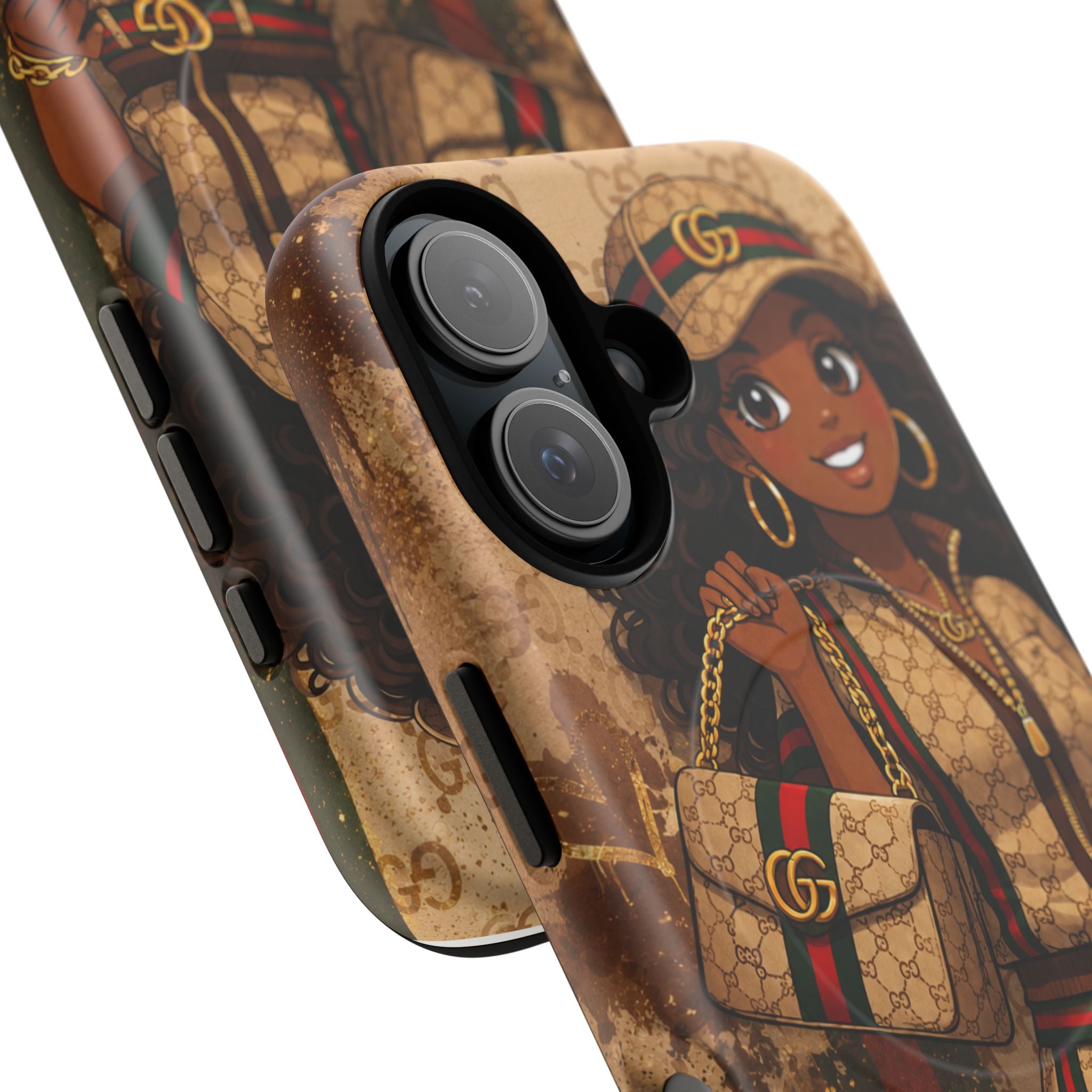 Luxury-Inspired Black Girl Phone Case — Stylish Magnetic Tough Case