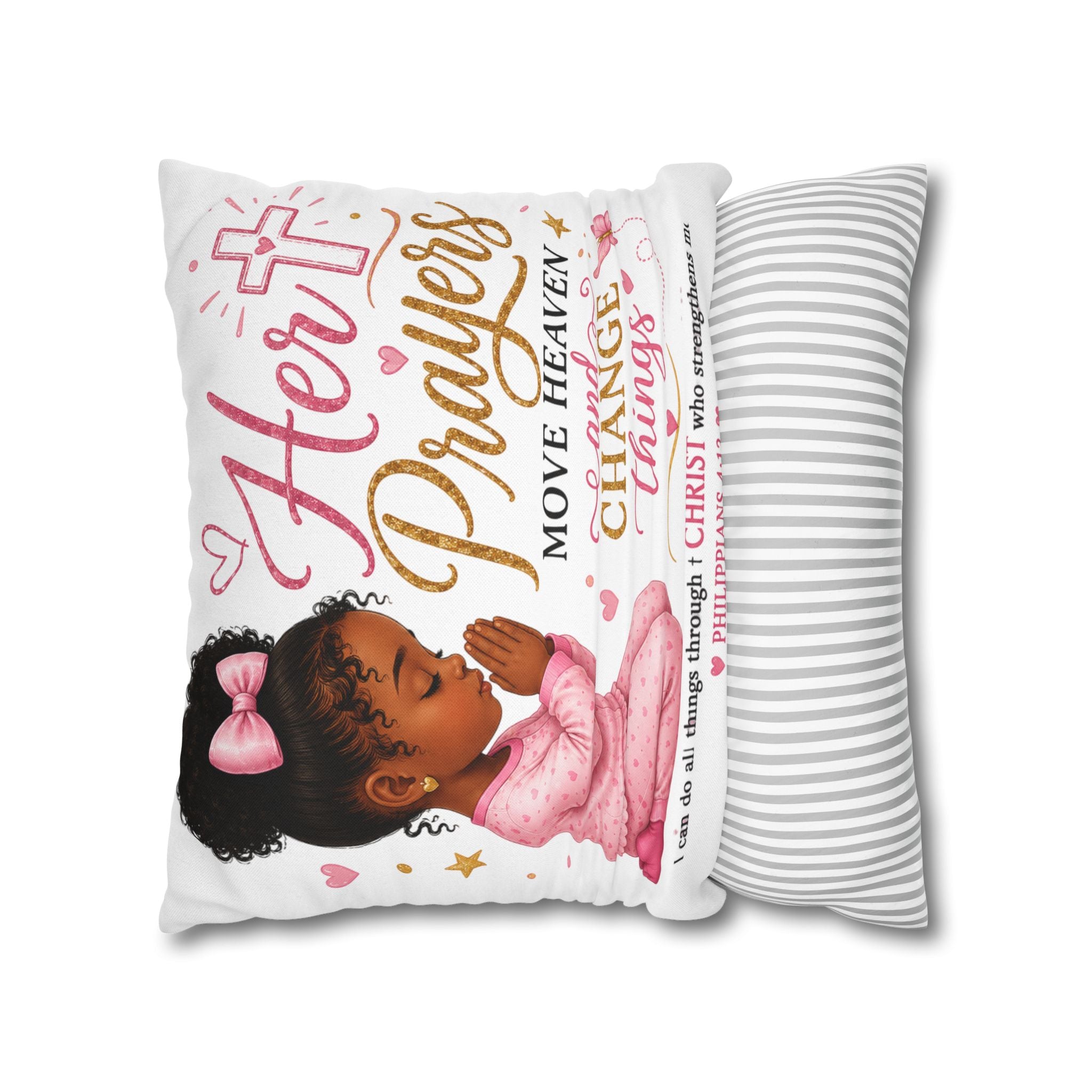 Her Prayers Move Heaven Throw Pillow – Inspirational Christian Girl Pillowcase