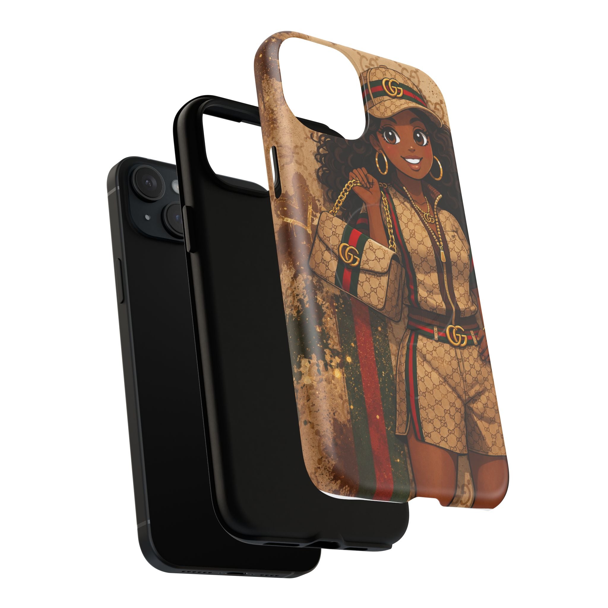 Luxury-Inspired Black Girl Phone Case — Stylish Magnetic Tough Case