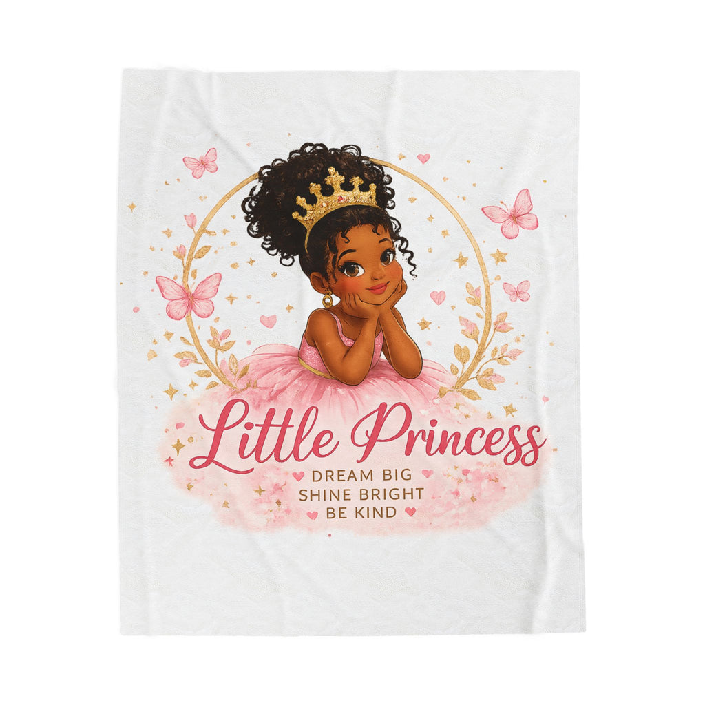 Velveteen Plush Blanket — "Little Princess" Soft Throw for Girls (Dream Big • Shine Bright • Be Kind)