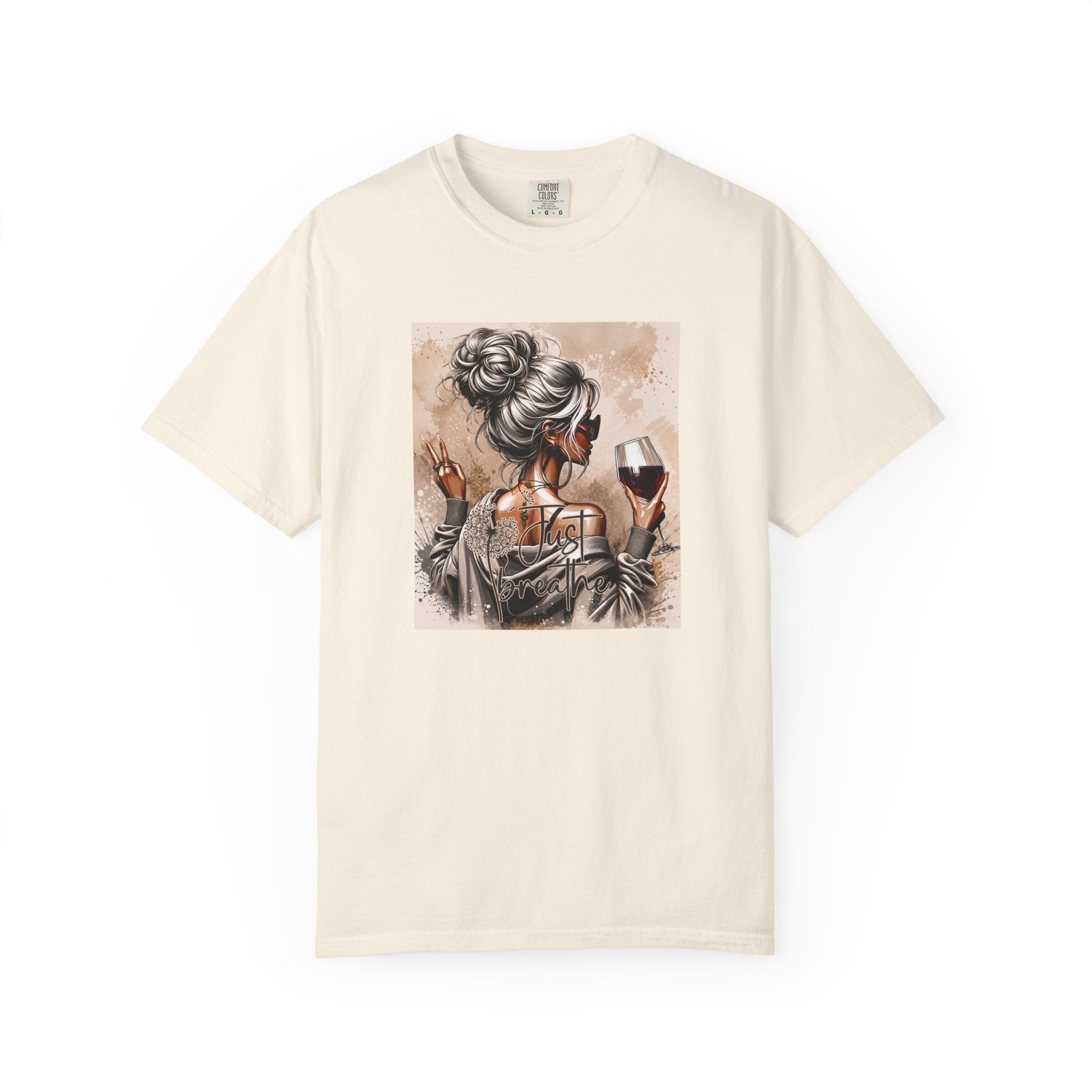 Wine Night Graphic T-Shirt — Woman with Glass Illustration
