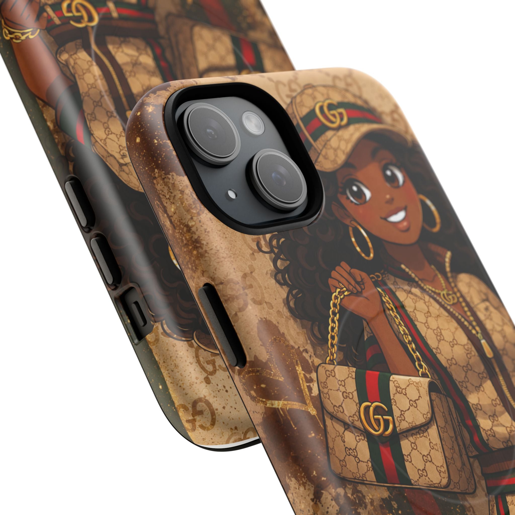 Luxury-Inspired Black Girl Phone Case — Stylish Magnetic Tough Case