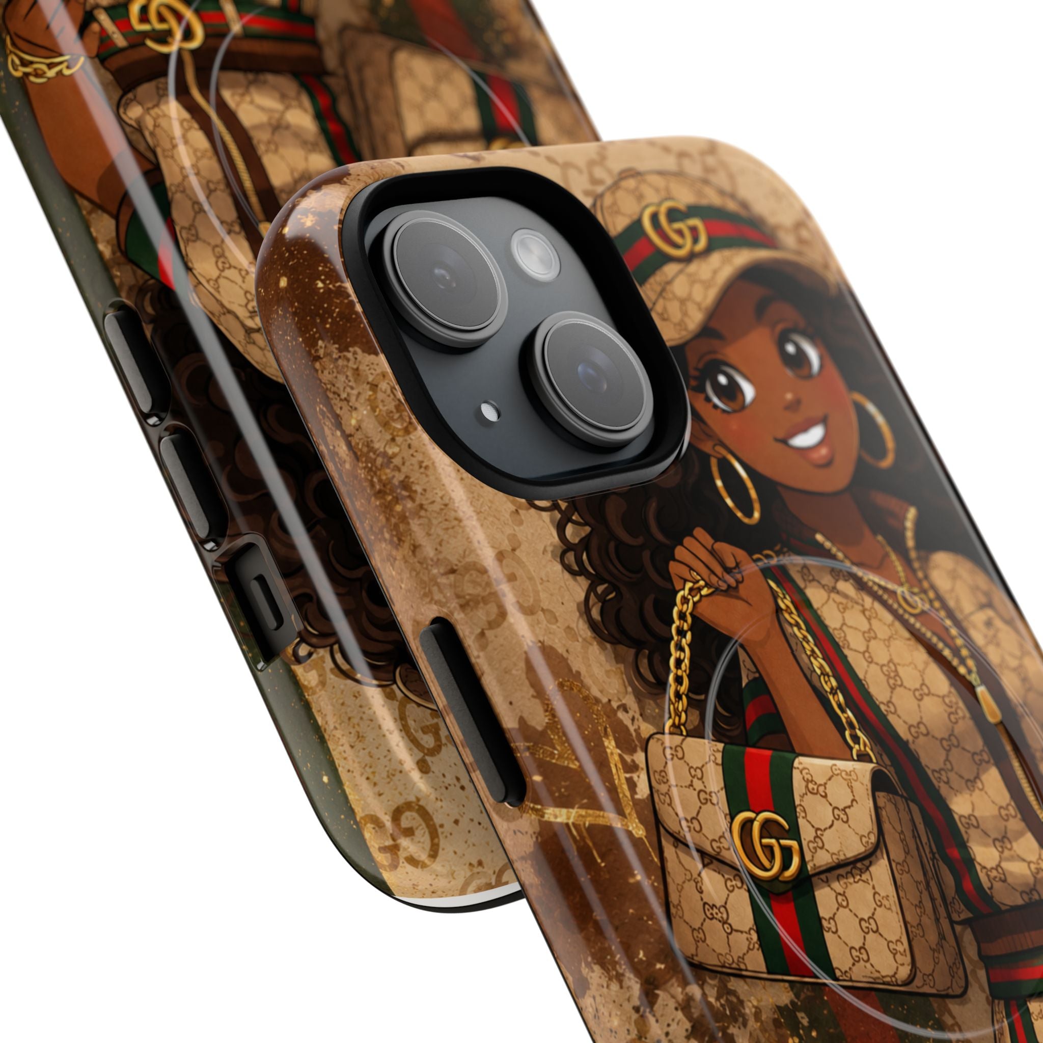 Luxury-Inspired Black Girl Phone Case — Stylish Magnetic Tough Case