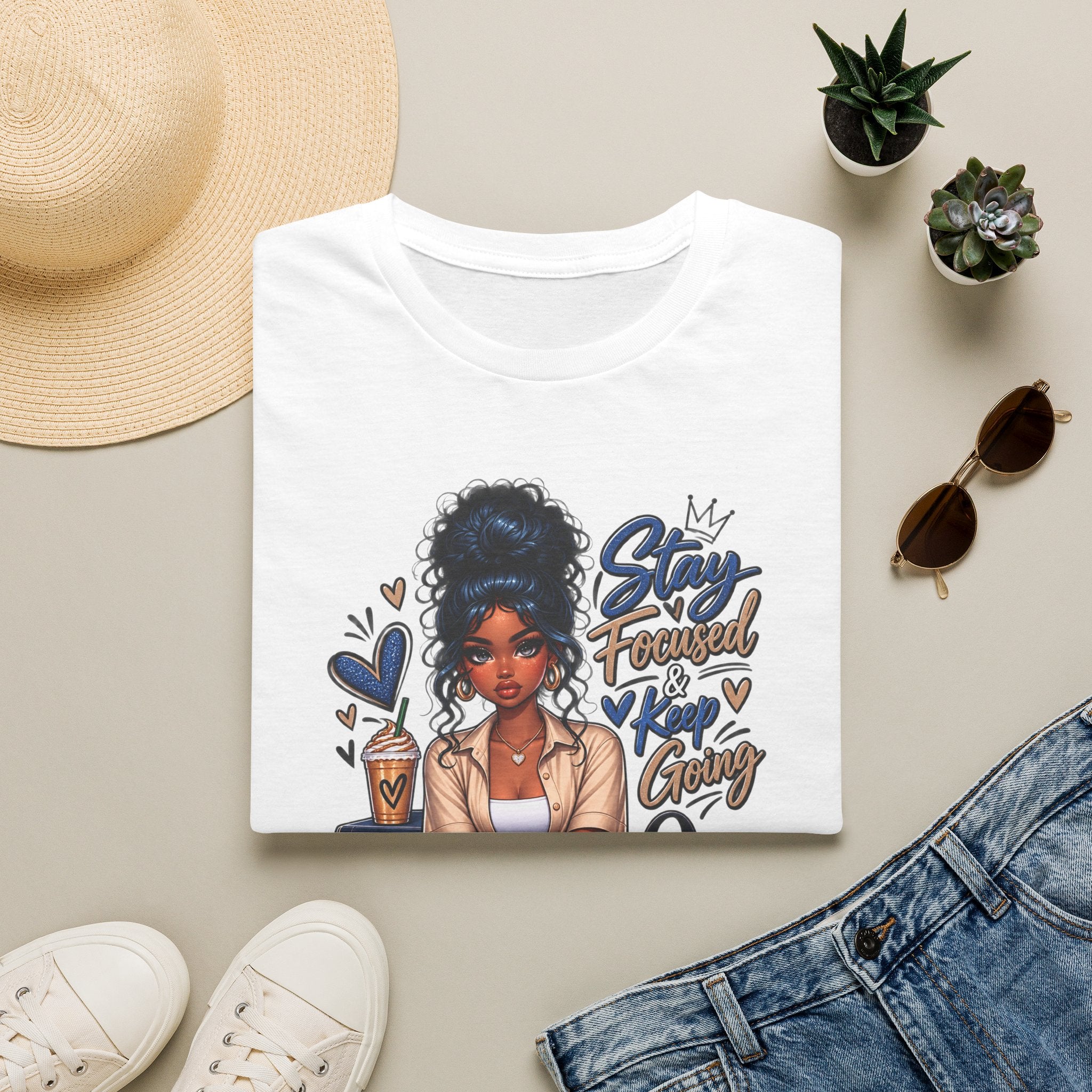 Stay Focused Keep Going T-Shirt — Motivational Graphic Tee for Ambitious Women