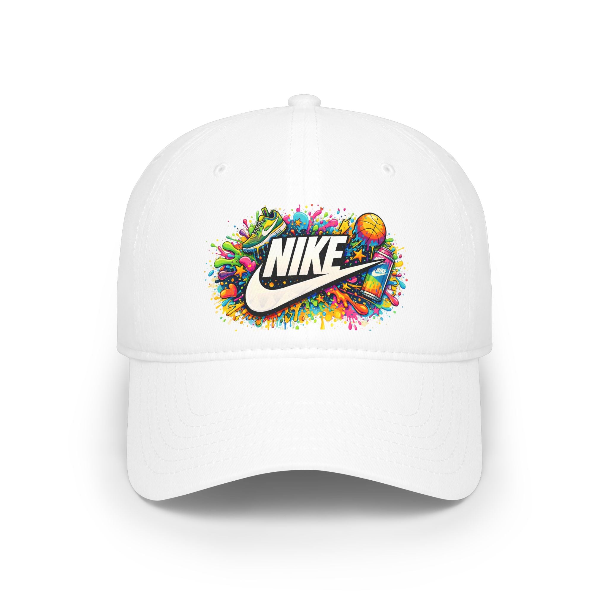Paint Splatter Low Profile Baseball Cap — Colorful Nike Logo Splash