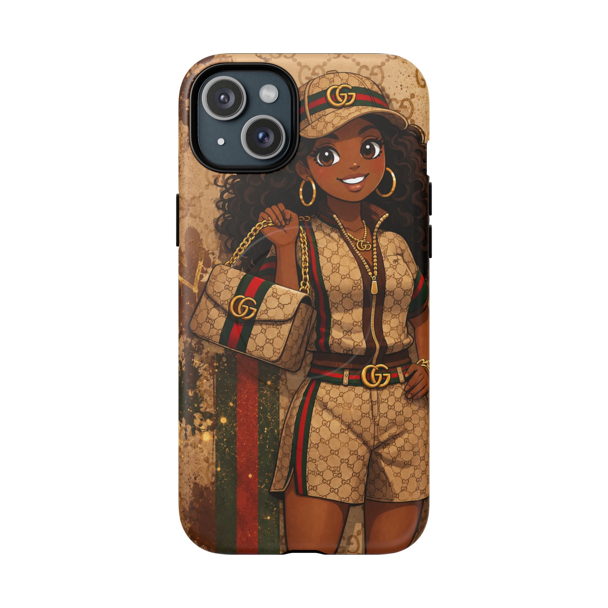 Luxury-Inspired Black Girl Phone Case — Stylish Magnetic Tough Case