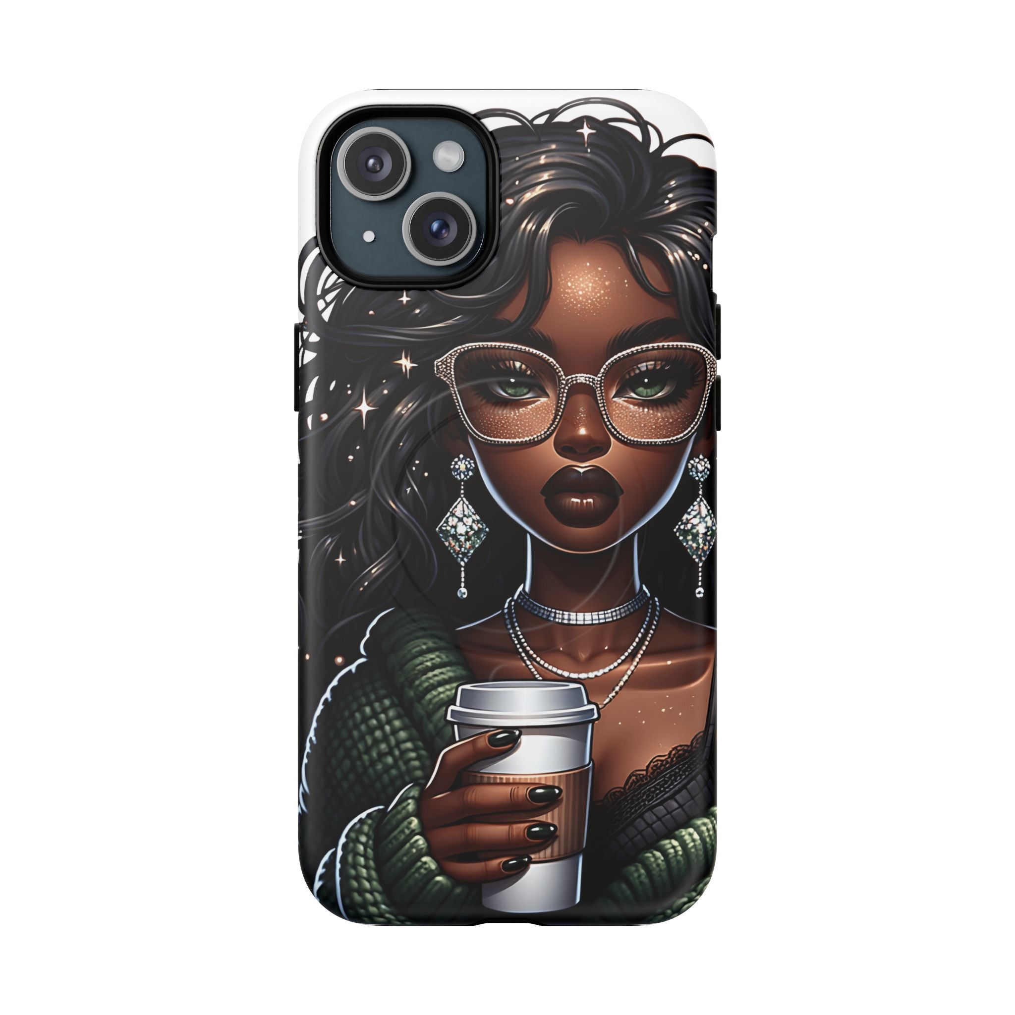 Stylish Black Woman with Coffee Phone Case | Magnetic Tough Case