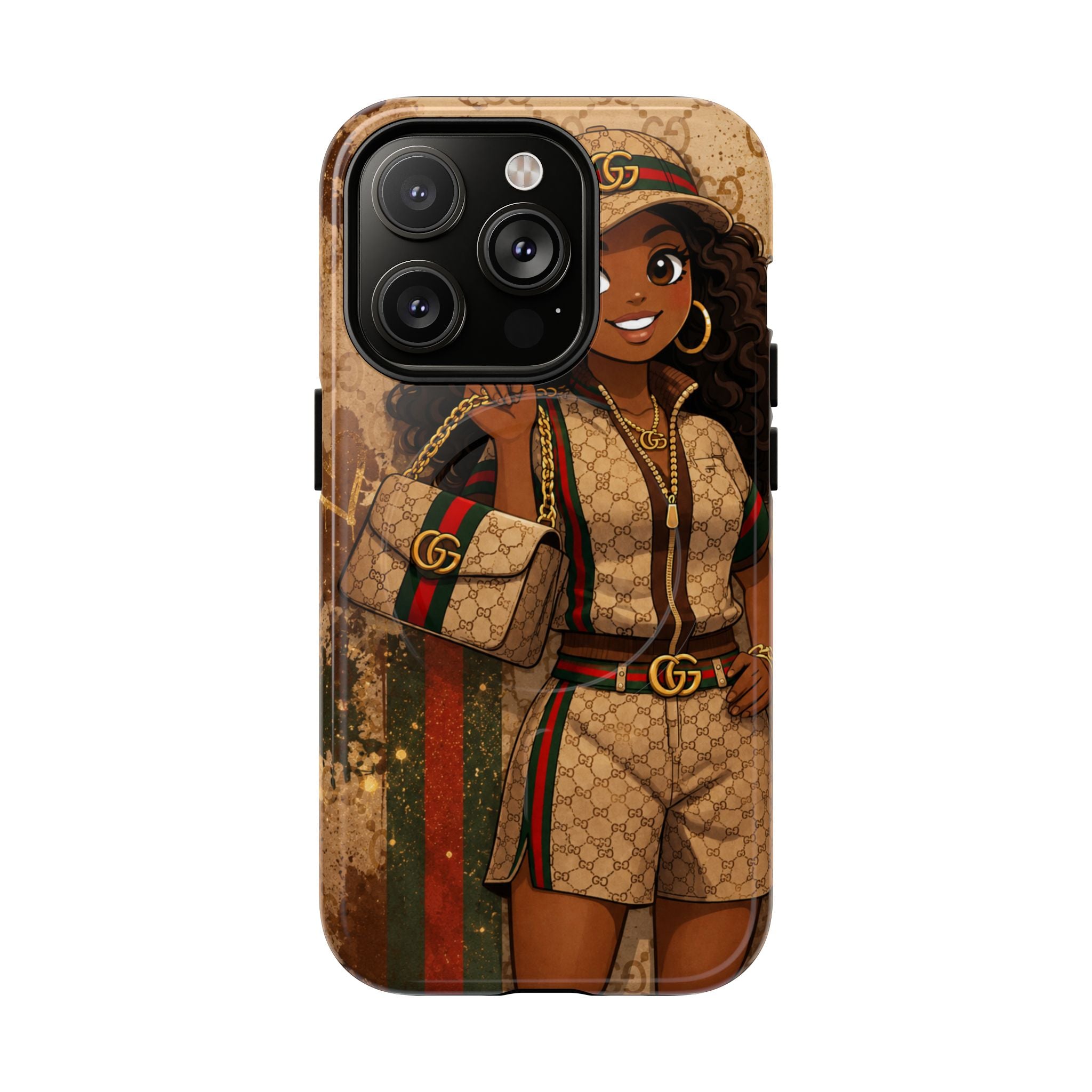 Luxury-Inspired Black Girl Phone Case — Stylish Magnetic Tough Case