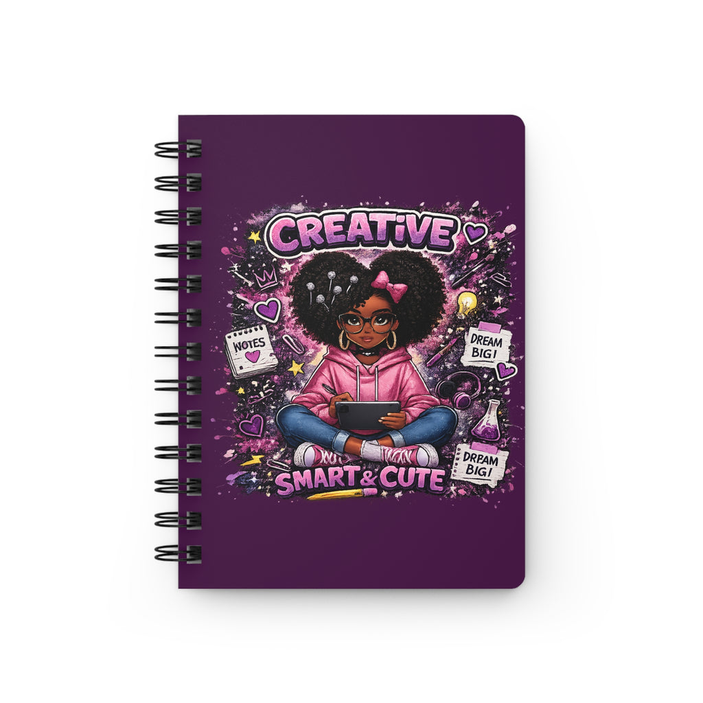 Creative Black Girl Spiral Notebook — "Smart & Cute" Inspirational Journal for Girls