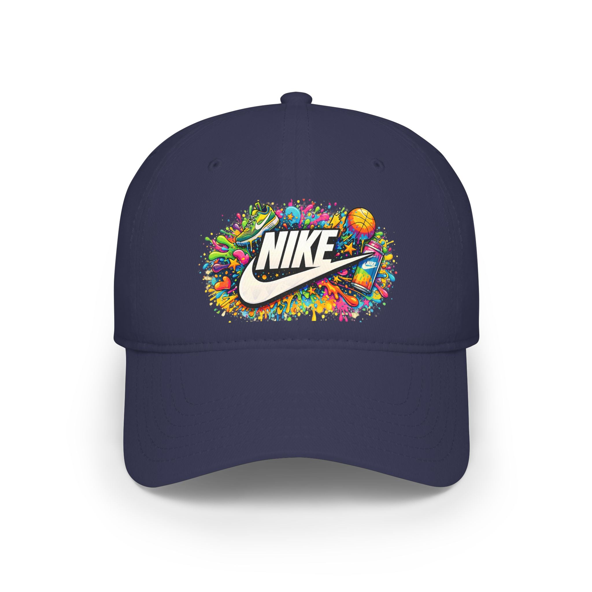 Paint Splatter Low Profile Baseball Cap — Colorful Nike Logo Splash