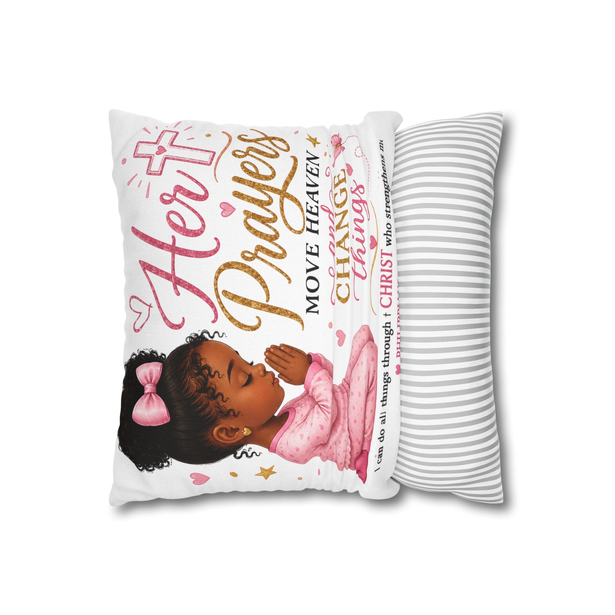 Her Prayers Move Heaven Throw Pillow – Inspirational Christian Girl Pillowcase