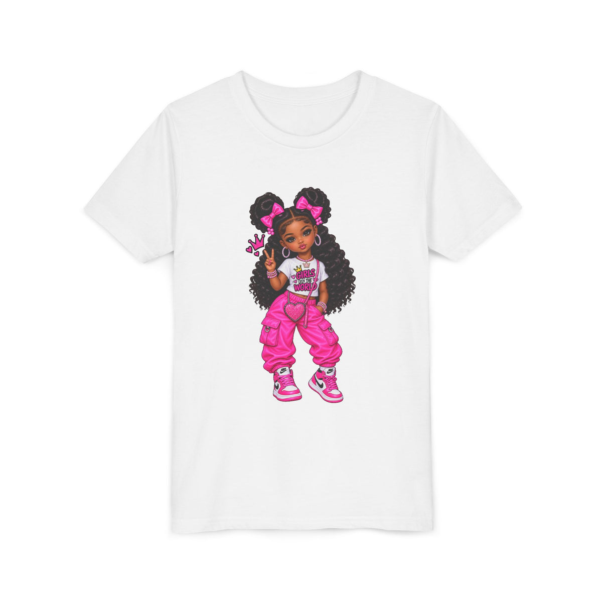 Youth Tee - Cute Girl in Pink Streetwear Graphic