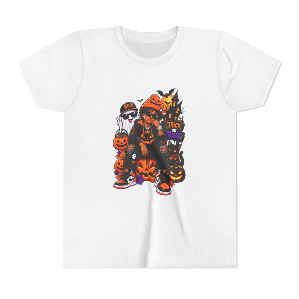 Halloween Kid's T‑Shirt – Trick or Treat Pumpkin Crew Graphic Tee
