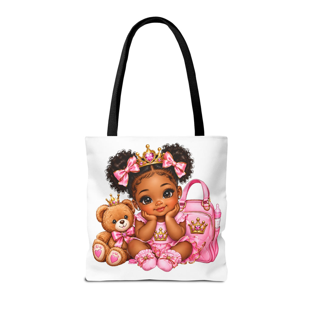 Cute Baby Princess Tote Bag — Pink Crowned Baby with Teddy AOP