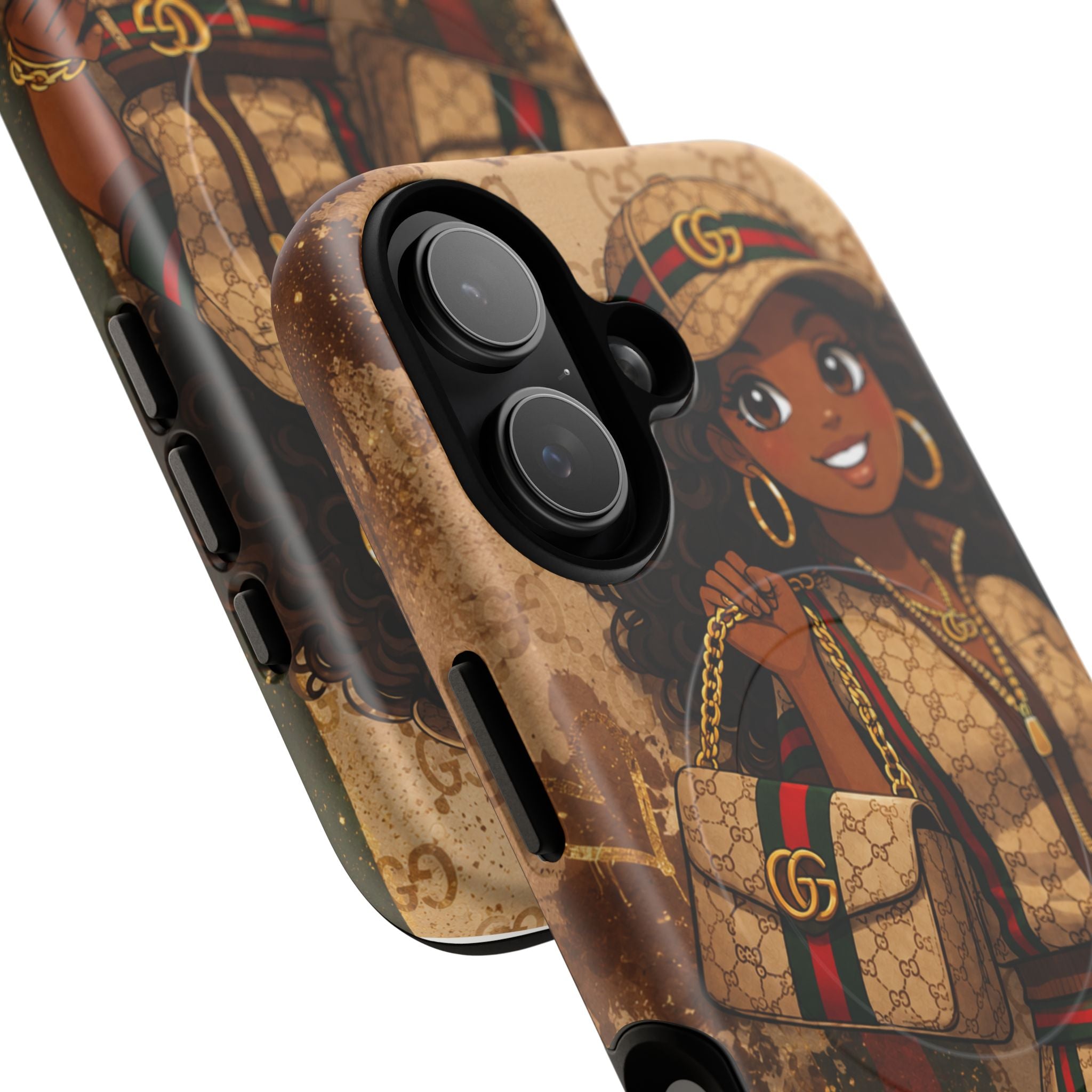Luxury-Inspired Black Girl Phone Case — Stylish Magnetic Tough Case