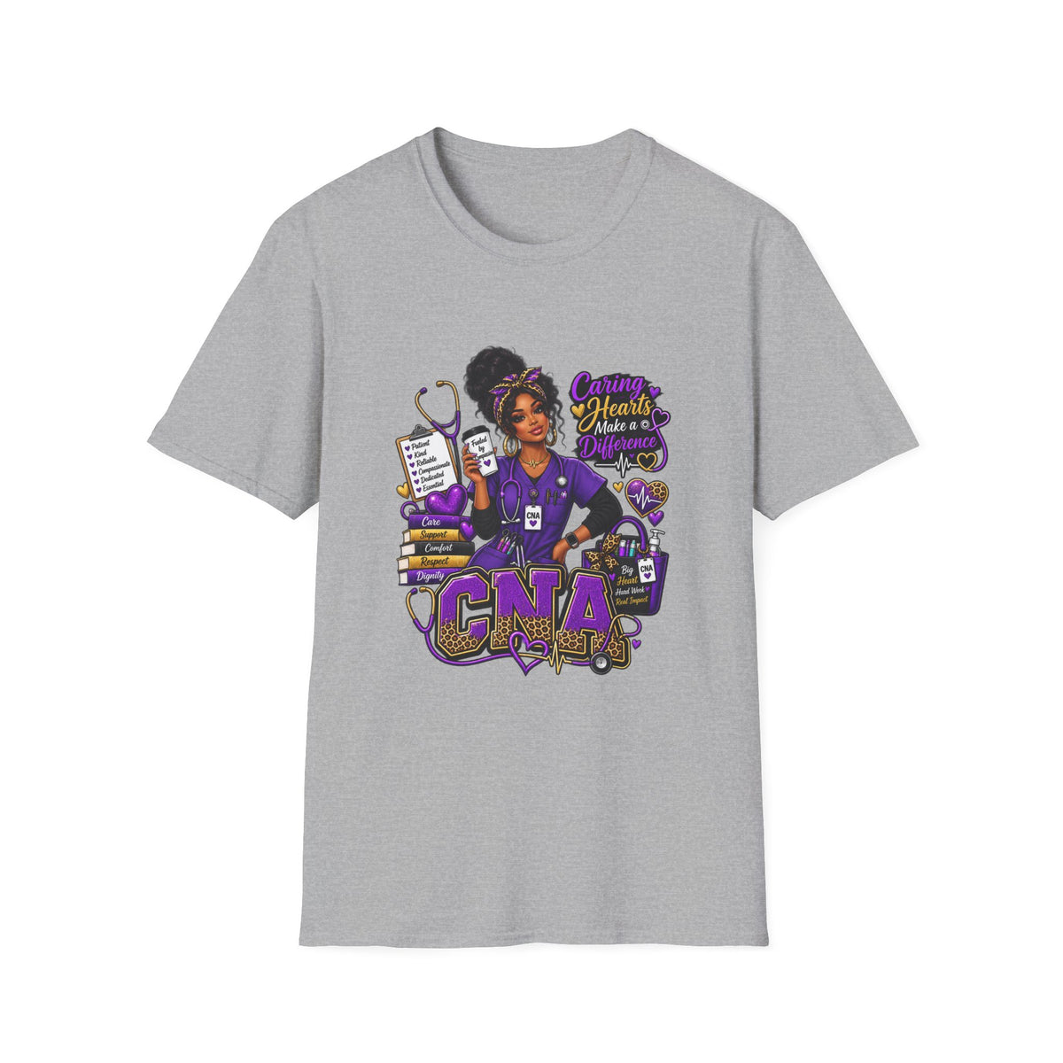 Caring Hearts Make a Difference CNA T-Shirt — Proud Nurse Aide Gift