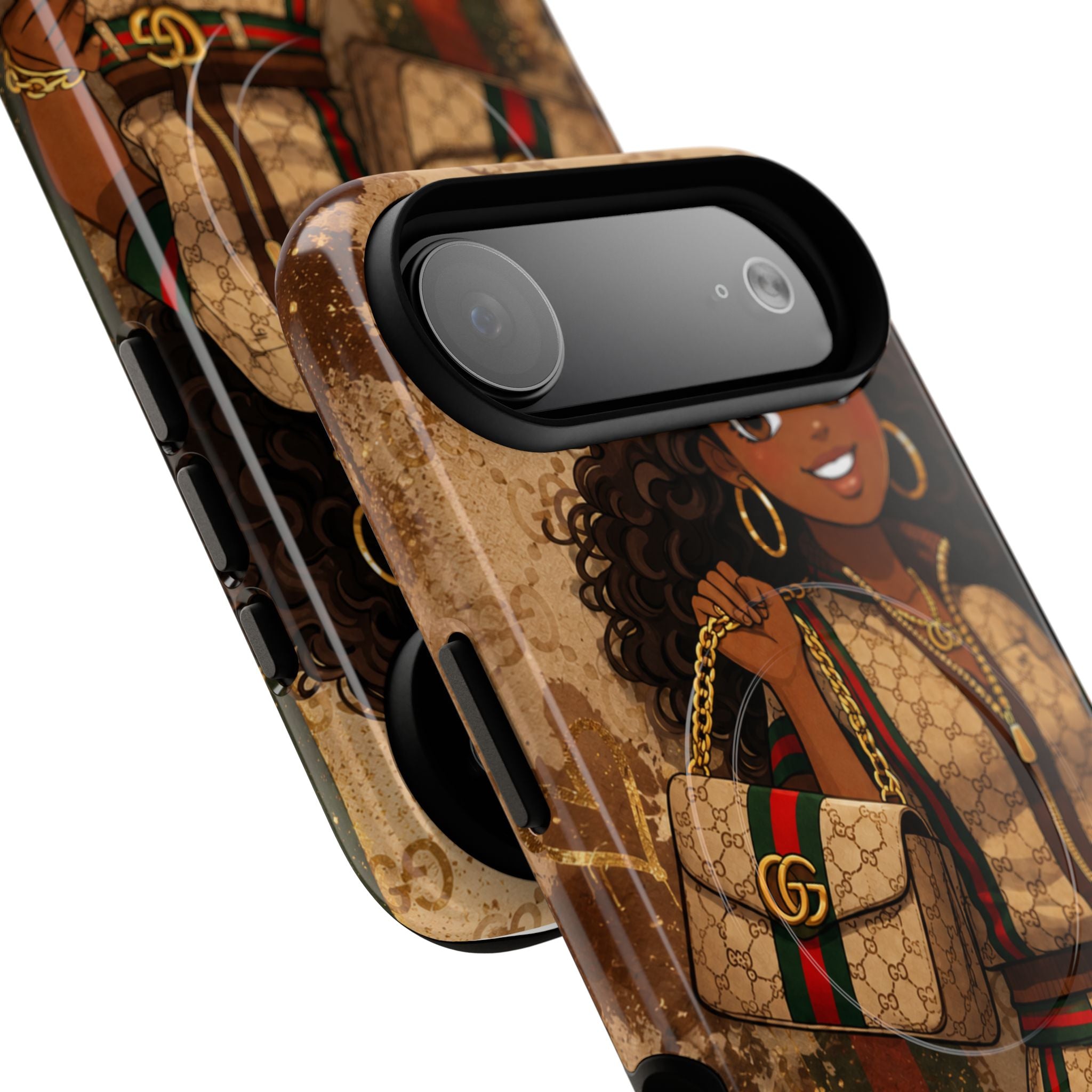 Luxury-Inspired Black Girl Phone Case — Stylish Magnetic Tough Case