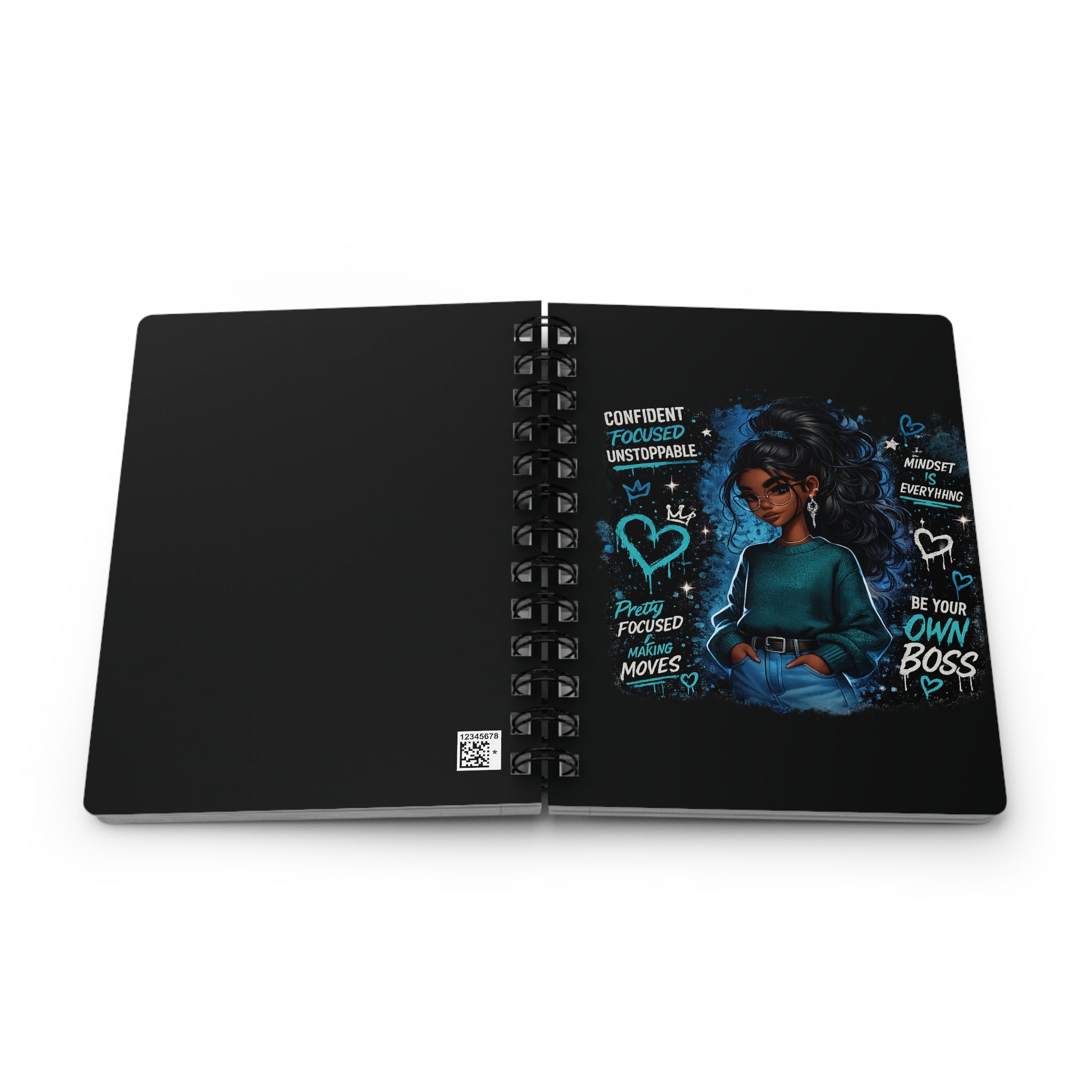 Empowered Black Girl Spiral Journal — "Be Your Own Boss" Inspirational Notebook