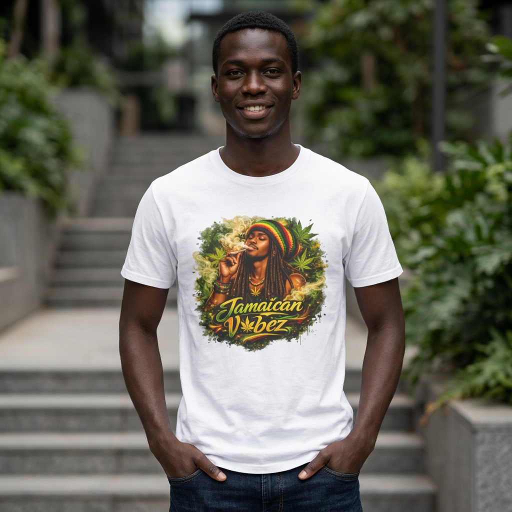 Rastafarian 'Jamaican Vibez' Graphic T-Shirt