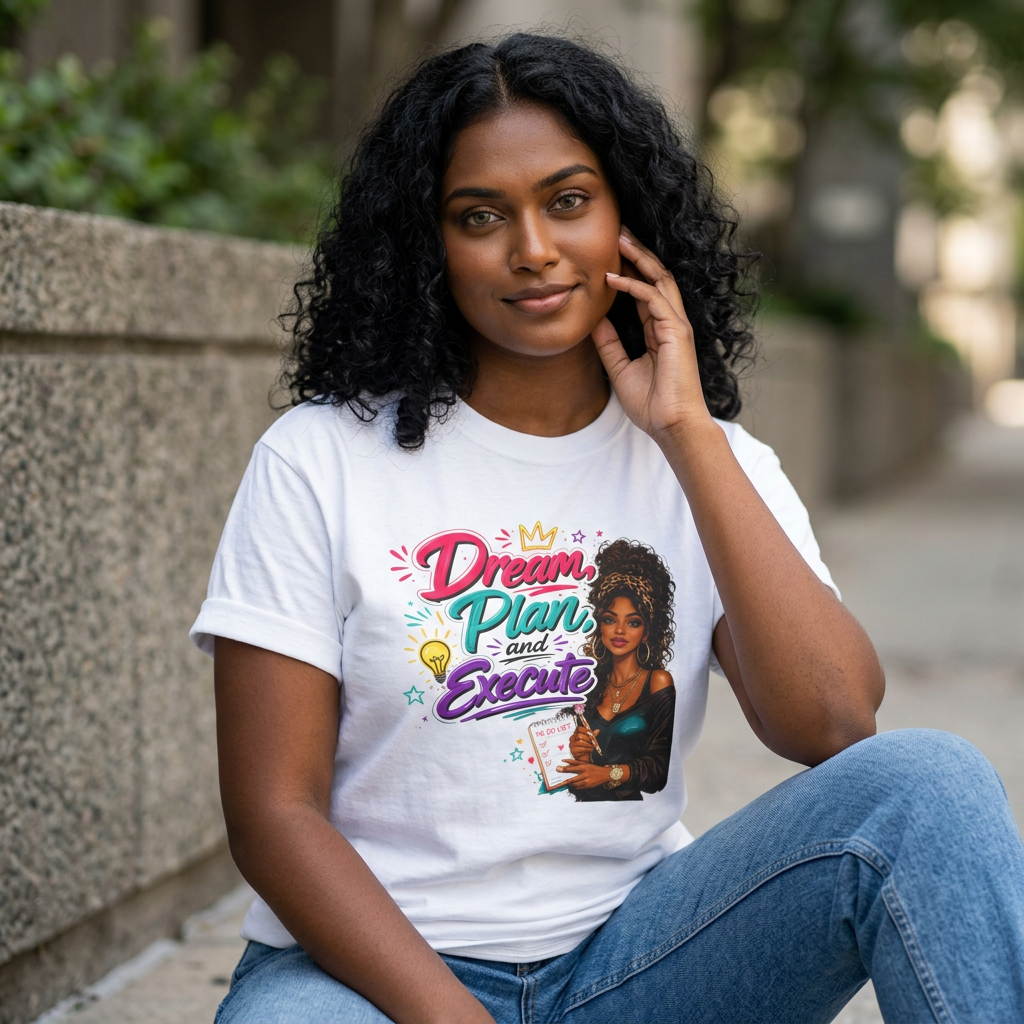 Dream, Plan & Execute T-Shirt — Motivational Woman Graphic Tee