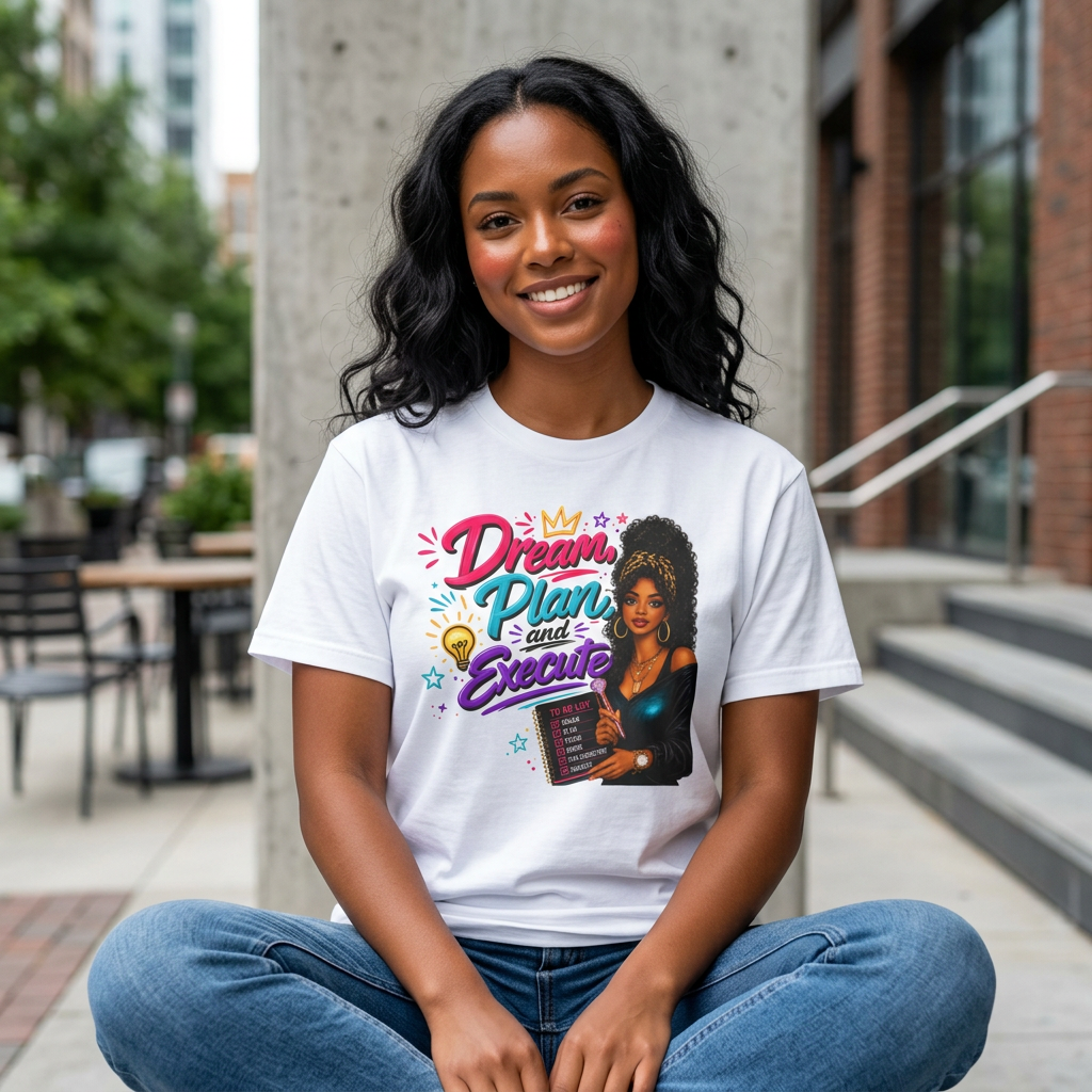 Dream, Plan & Execute T-Shirt — Motivational Woman Graphic Tee