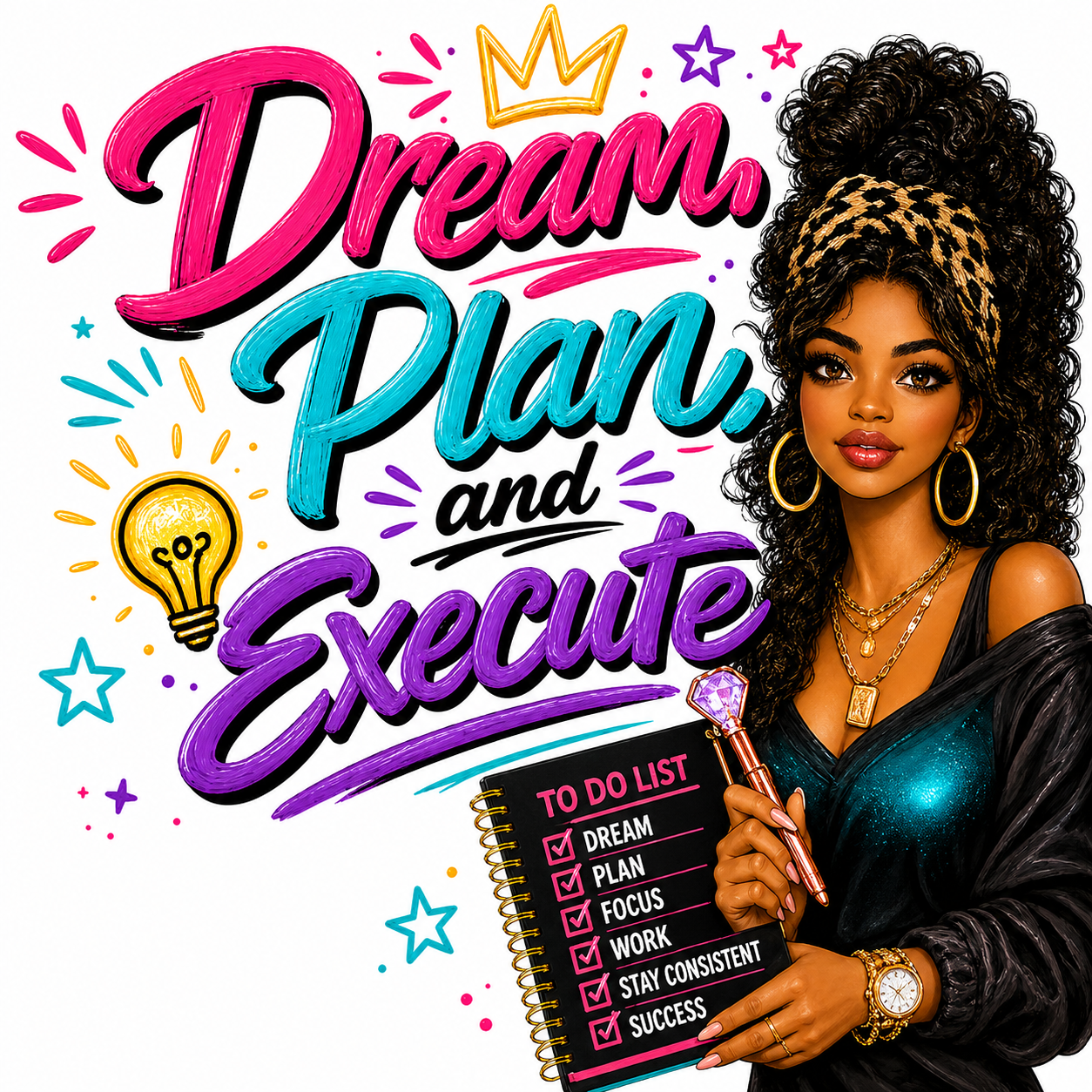 Dream, Plan & Execute T-Shirt — Motivational Woman Graphic Tee