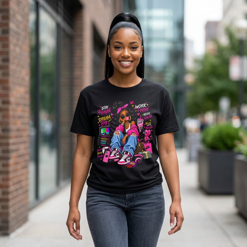 Street Style Graphic T-Shirt — "Stay Focused, Dream Big" Urban Art Tee