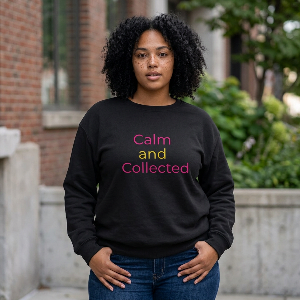 Calm and Collected Crewneck Sweatshirt — Minimal Pastel Relaxation Pullover