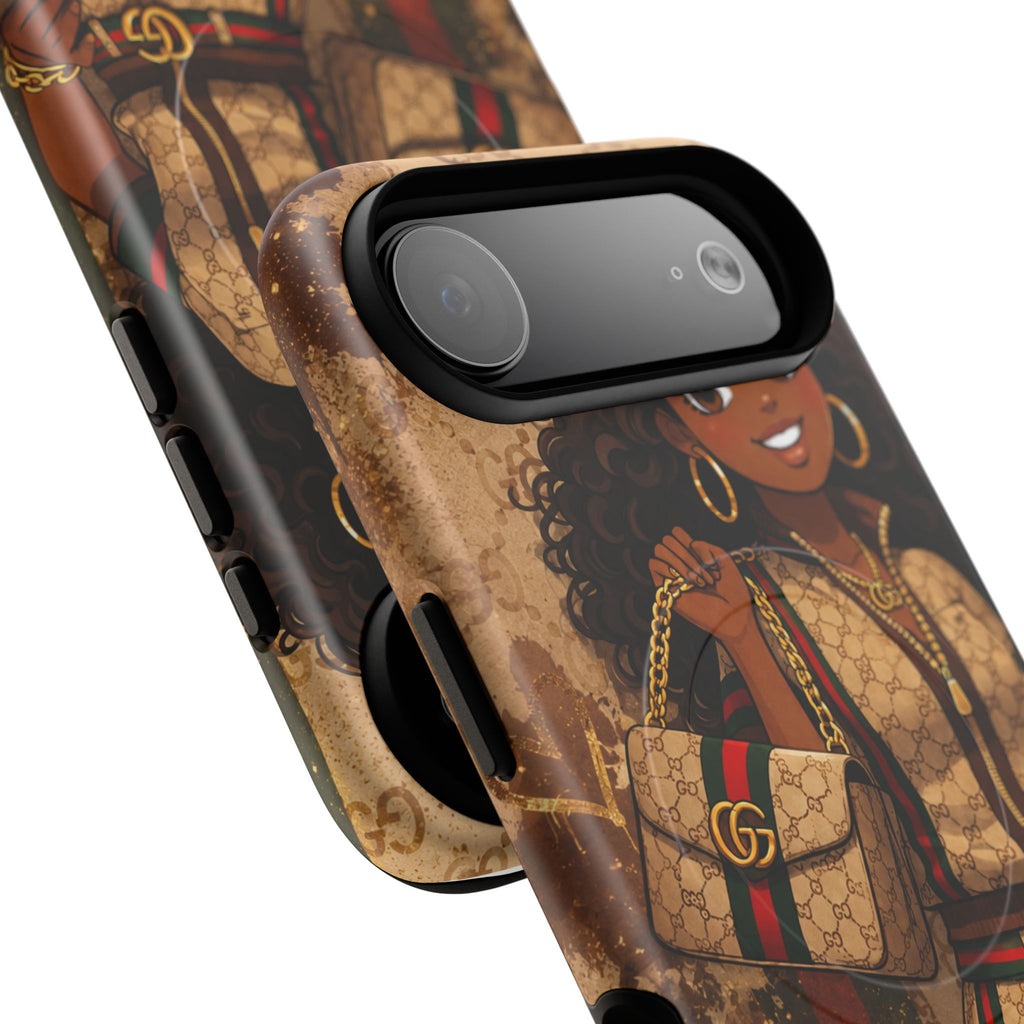 Luxury-Inspired Black Girl Phone Case — Stylish Magnetic Tough Case