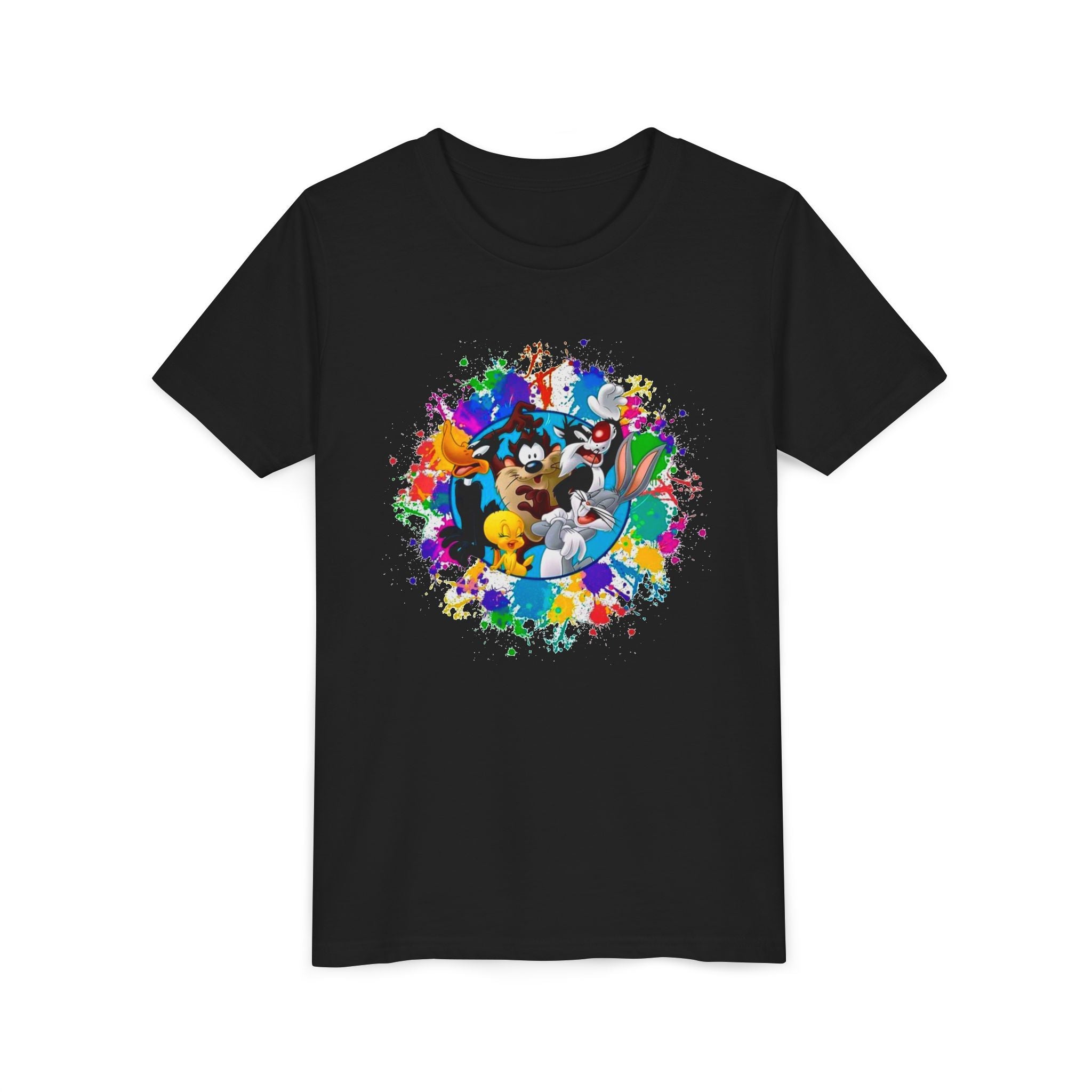Youth Tee — Colorful Cartoon Crew Splash Graphic