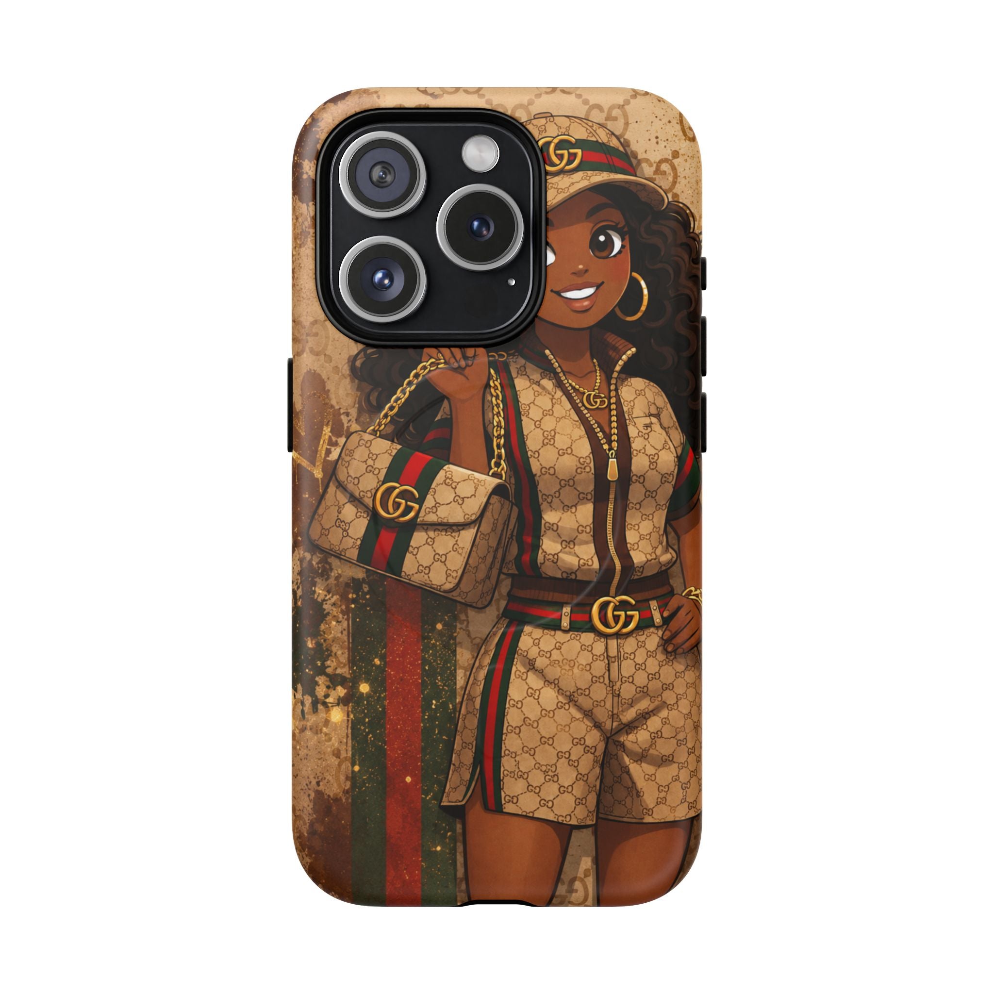 Luxury-Inspired Black Girl Phone Case — Stylish Magnetic Tough Case