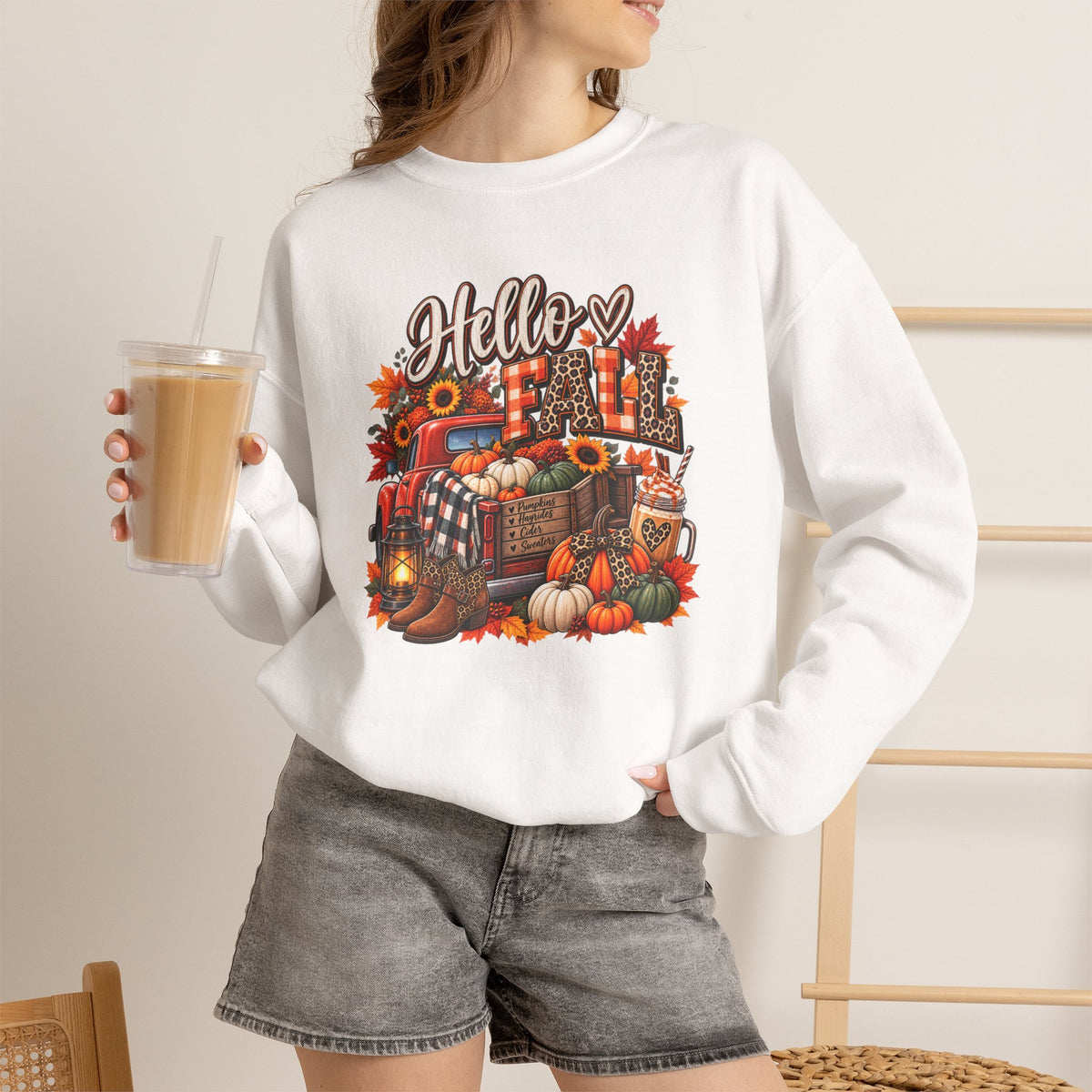 Autumn Pumpkin Crewneck Sweatshirt | Cozy Fall Graphic