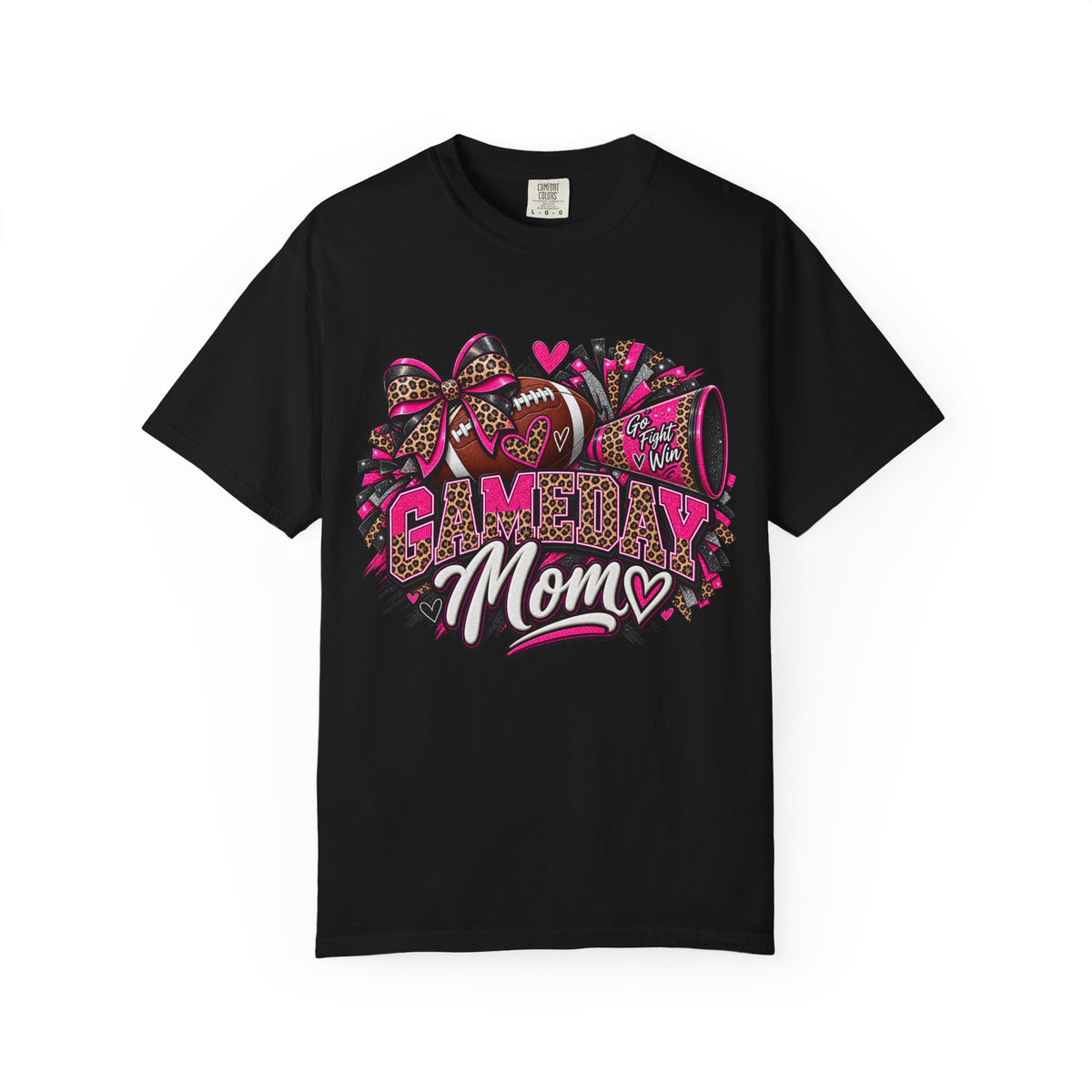 T-Shirt — "Gameday Mom" Football Design (Pink Leopard)