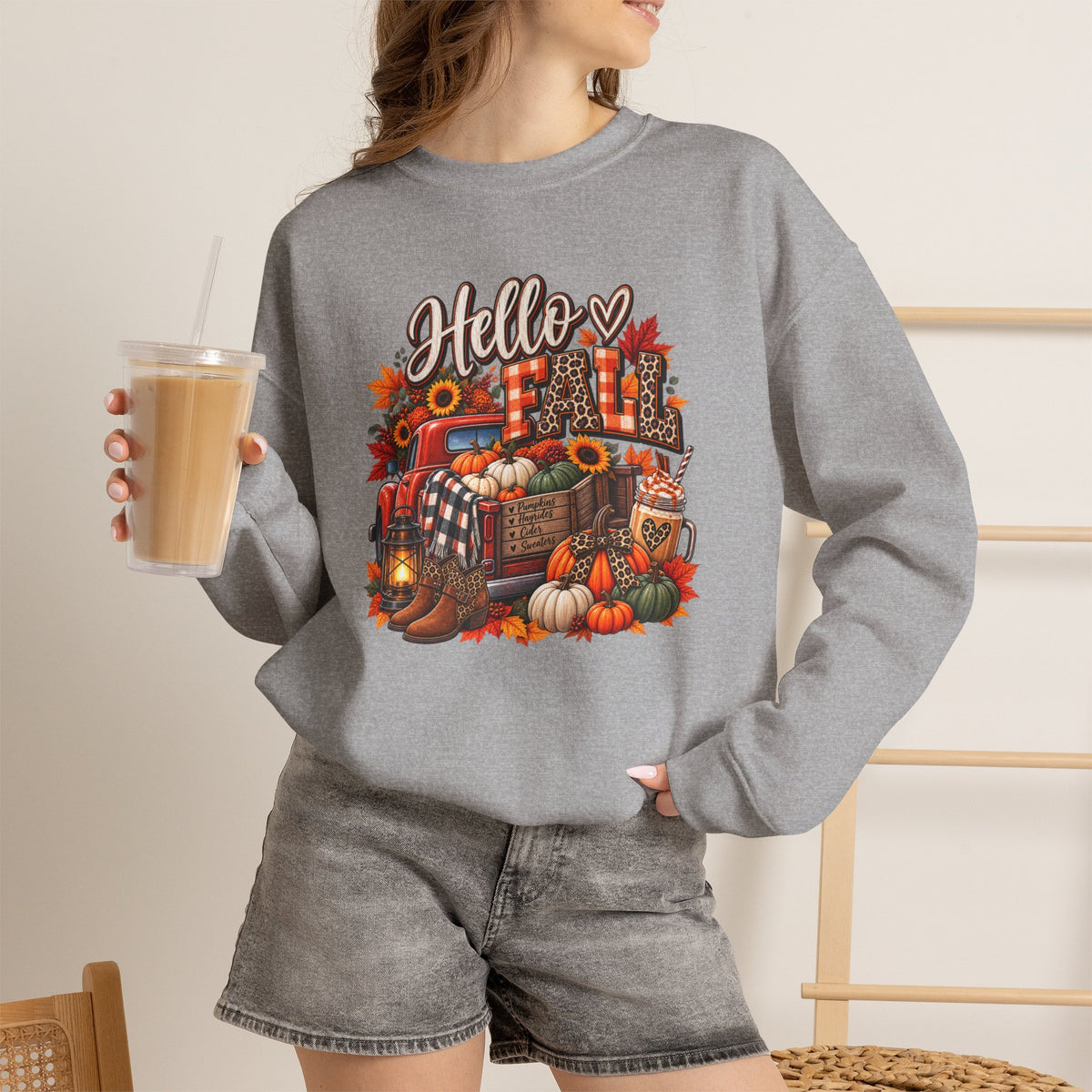 Autumn Pumpkin Crewneck Sweatshirt | Cozy Fall Graphic