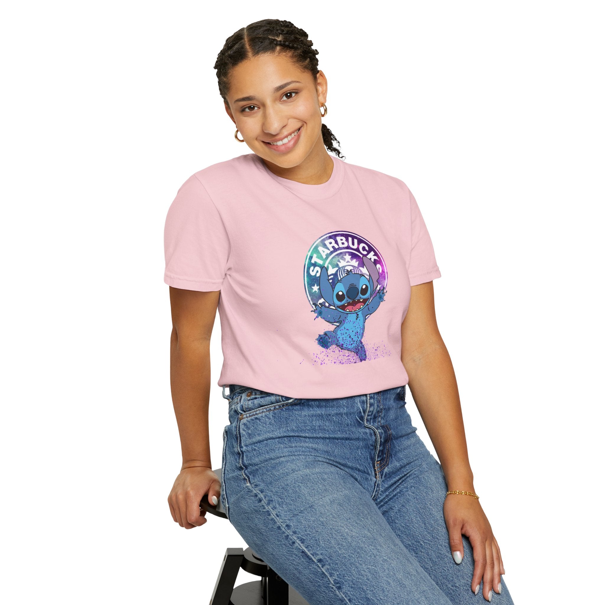 Stitch Coffee Logo Tee — Cute 'Starbucks' Inspired Cartoon T-Shirt