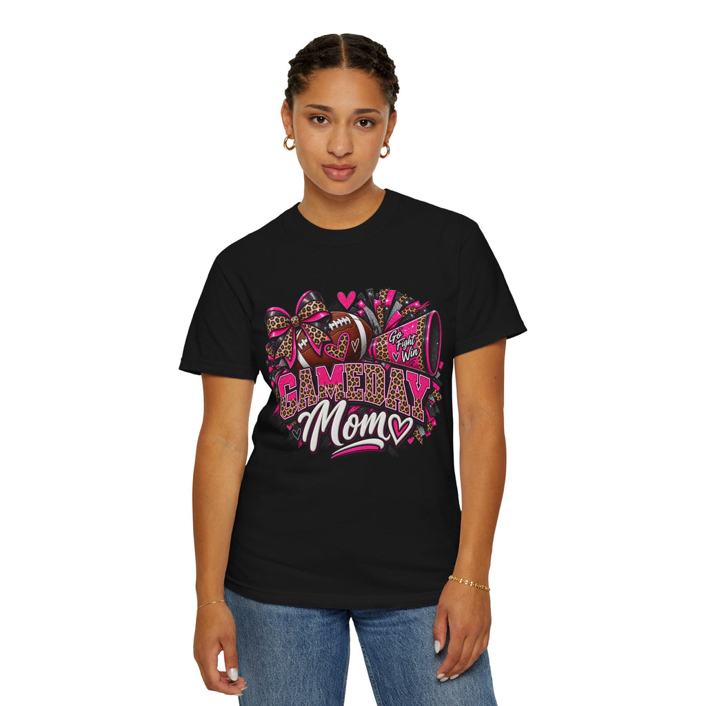 T-Shirt — "Gameday Mom" Football Design (Pink Leopard)