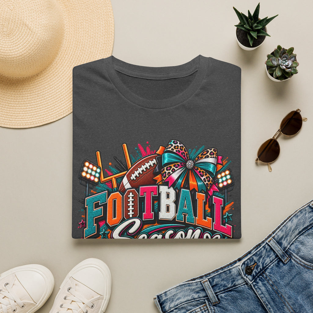 Football Season T-Shirt — Festive Cheer Bow & Leopard Print Game Day Tee