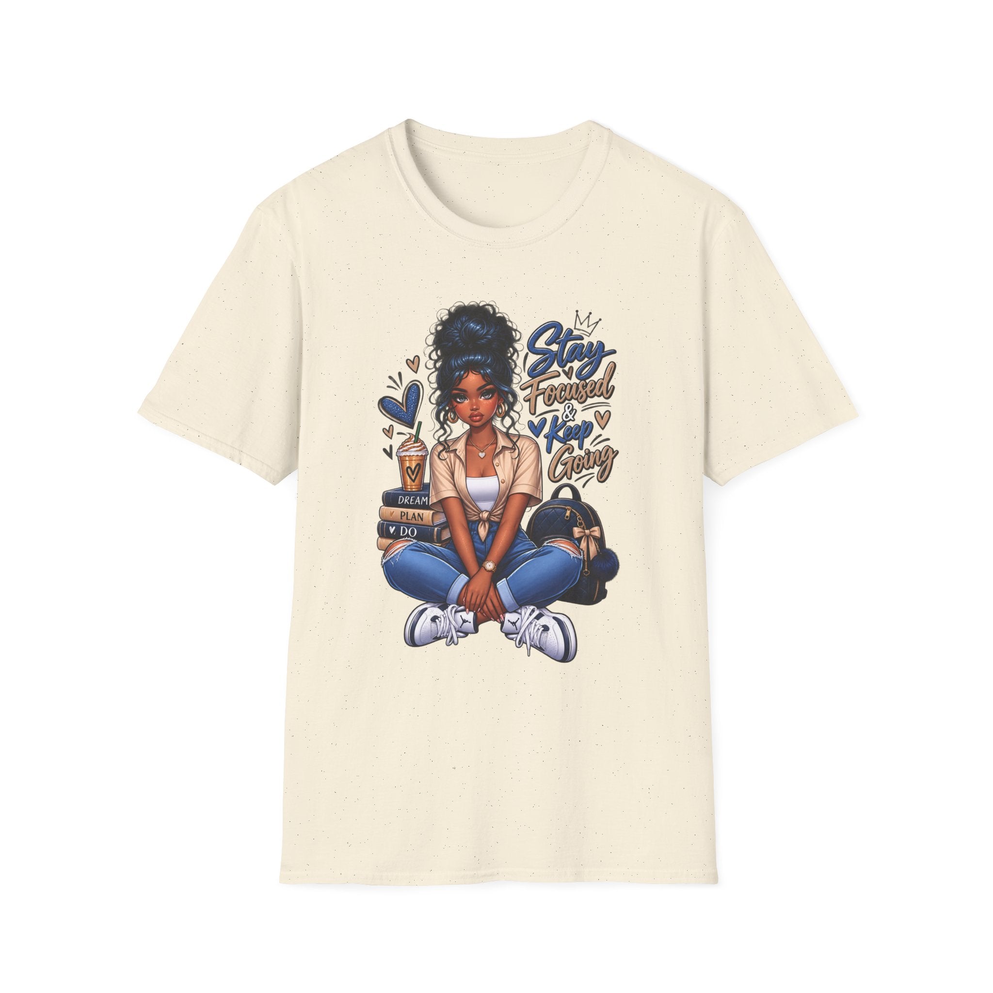 Stay Focused Keep Going T-Shirt — Motivational Graphic Tee for Ambitious Women