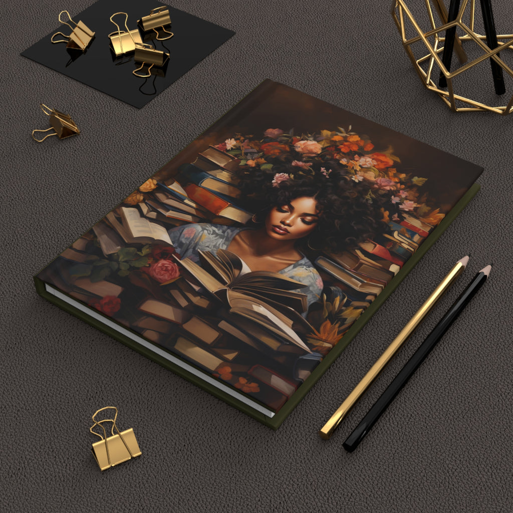 Floral Reader Hardcover Journal — Inspirational Portrait Notebook for Writers & Book Lovers