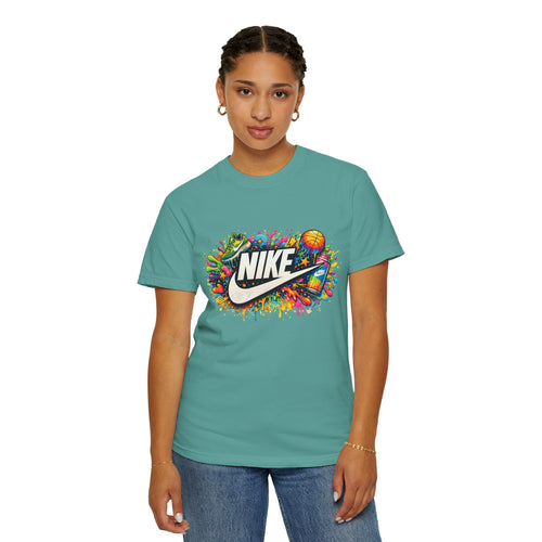 Basketball Swoosh Paint Splash T-Shirt — Colorful Sports Logo Graphic