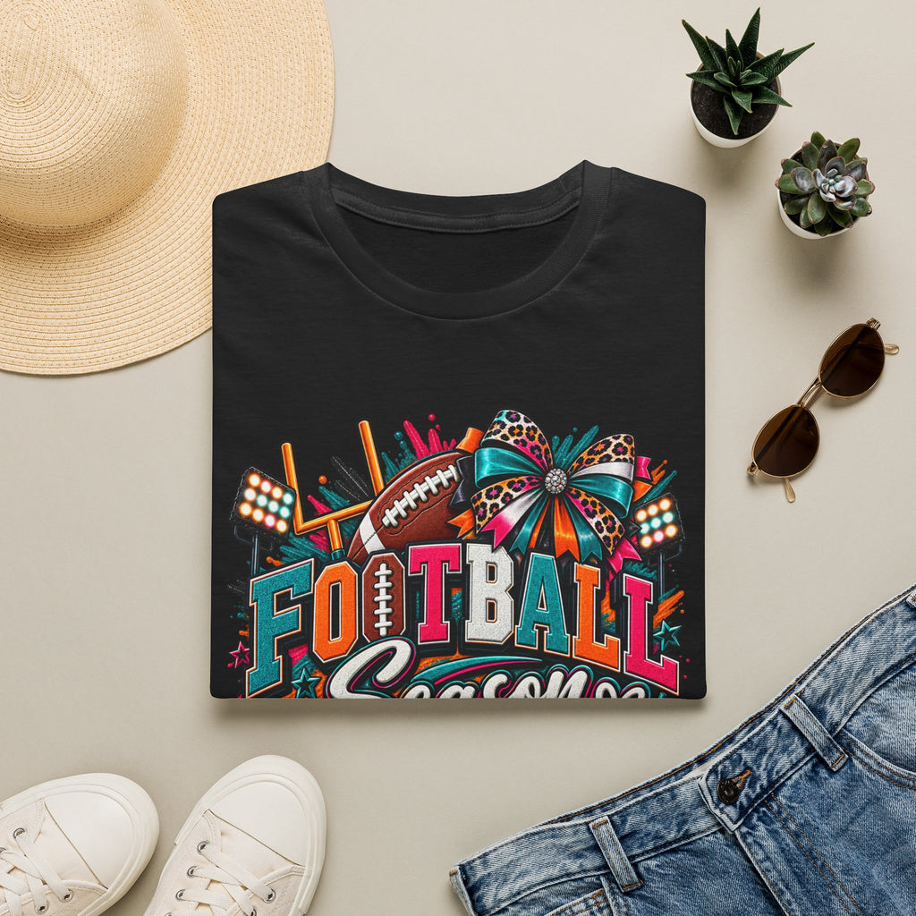 Football Season T-Shirt — Festive Cheer Bow & Leopard Print Game Day Tee