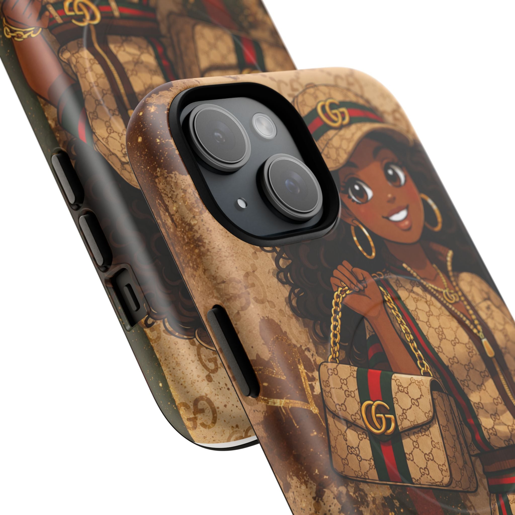 Luxury-Inspired Black Girl Phone Case — Stylish Magnetic Tough Case