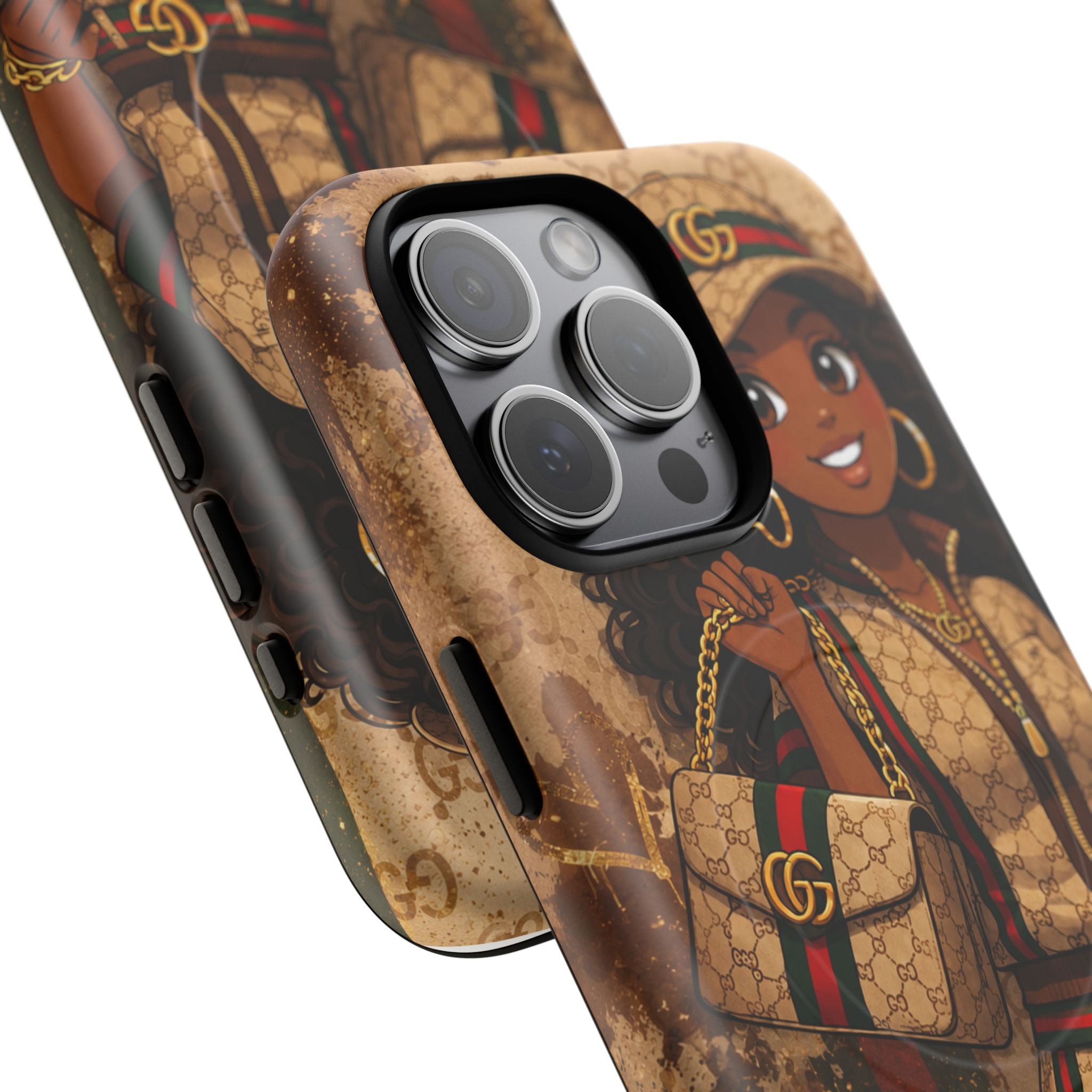 Luxury-Inspired Black Girl Phone Case — Stylish Magnetic Tough Case