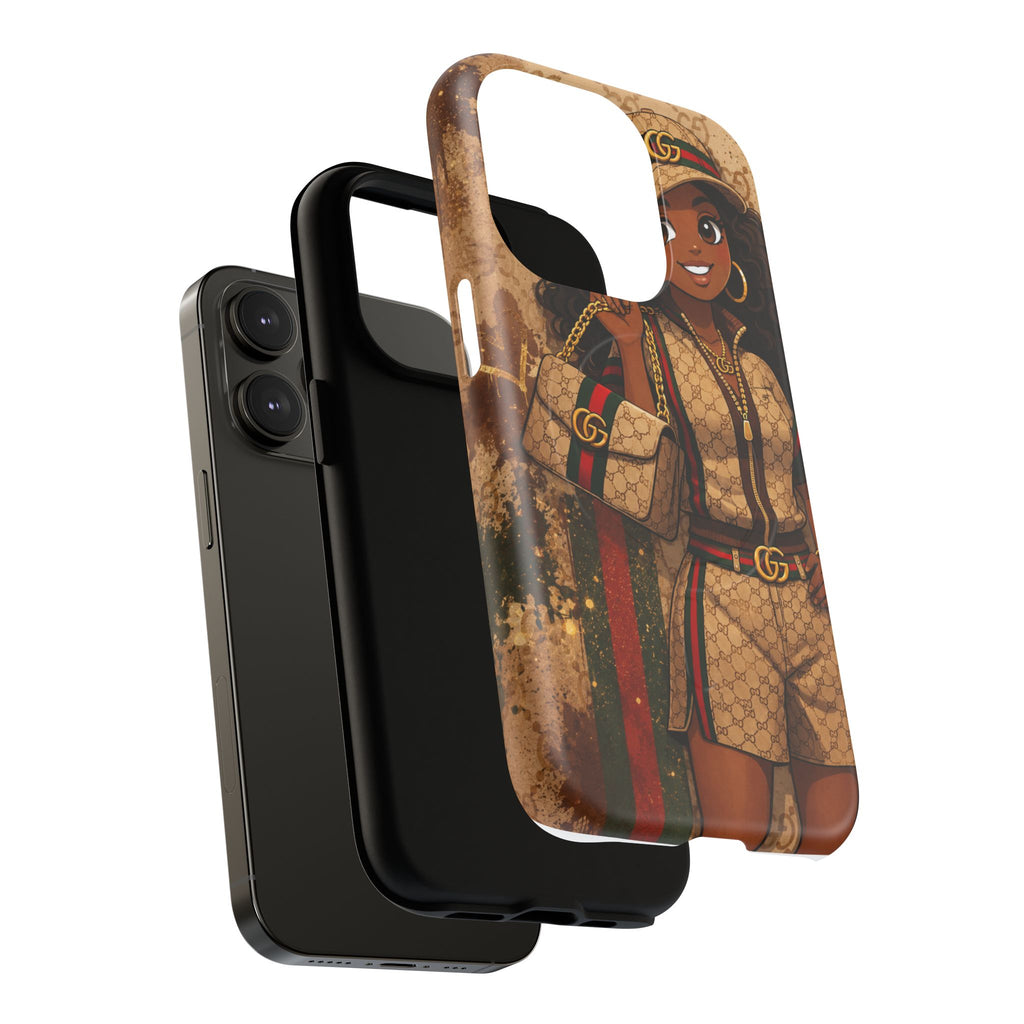 Luxury-Inspired Black Girl Phone Case — Stylish Magnetic Tough Case
