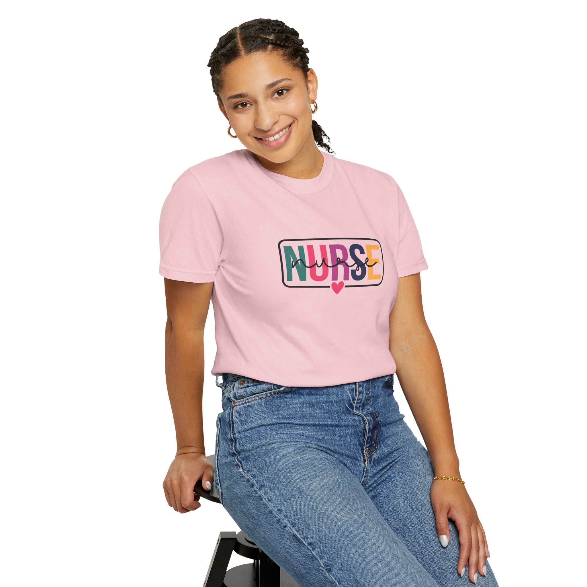 Nurse Graphic T-Shirt — "NURSE" Front + Care • Inspire • Heal Back