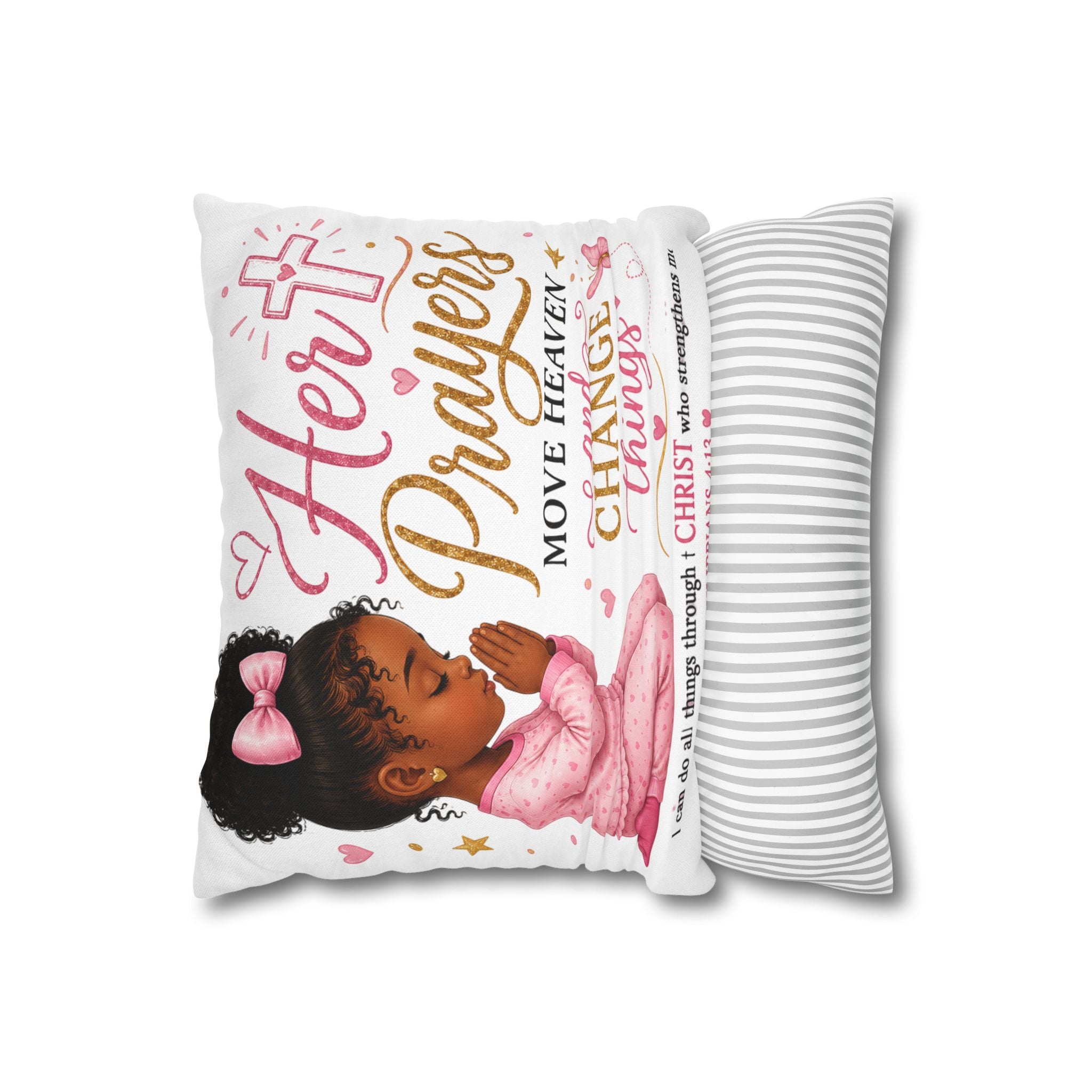 Her Prayers Move Heaven Throw Pillow – Inspirational Christian Girl Pillowcase